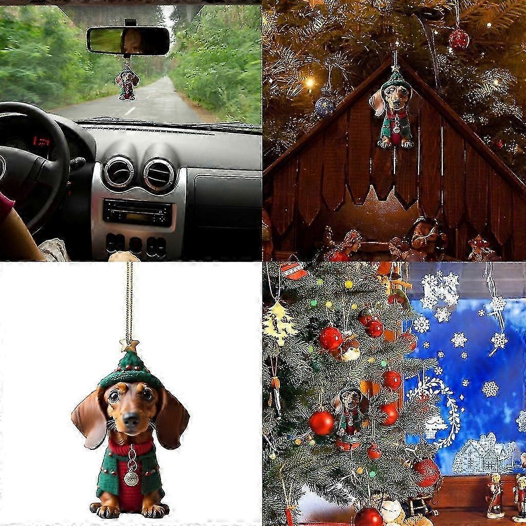 Funny Dog Christmas Tree Ornaments Christmas Stocking Hanging Pendant Dachshund Ornaments for Holiday Decoration