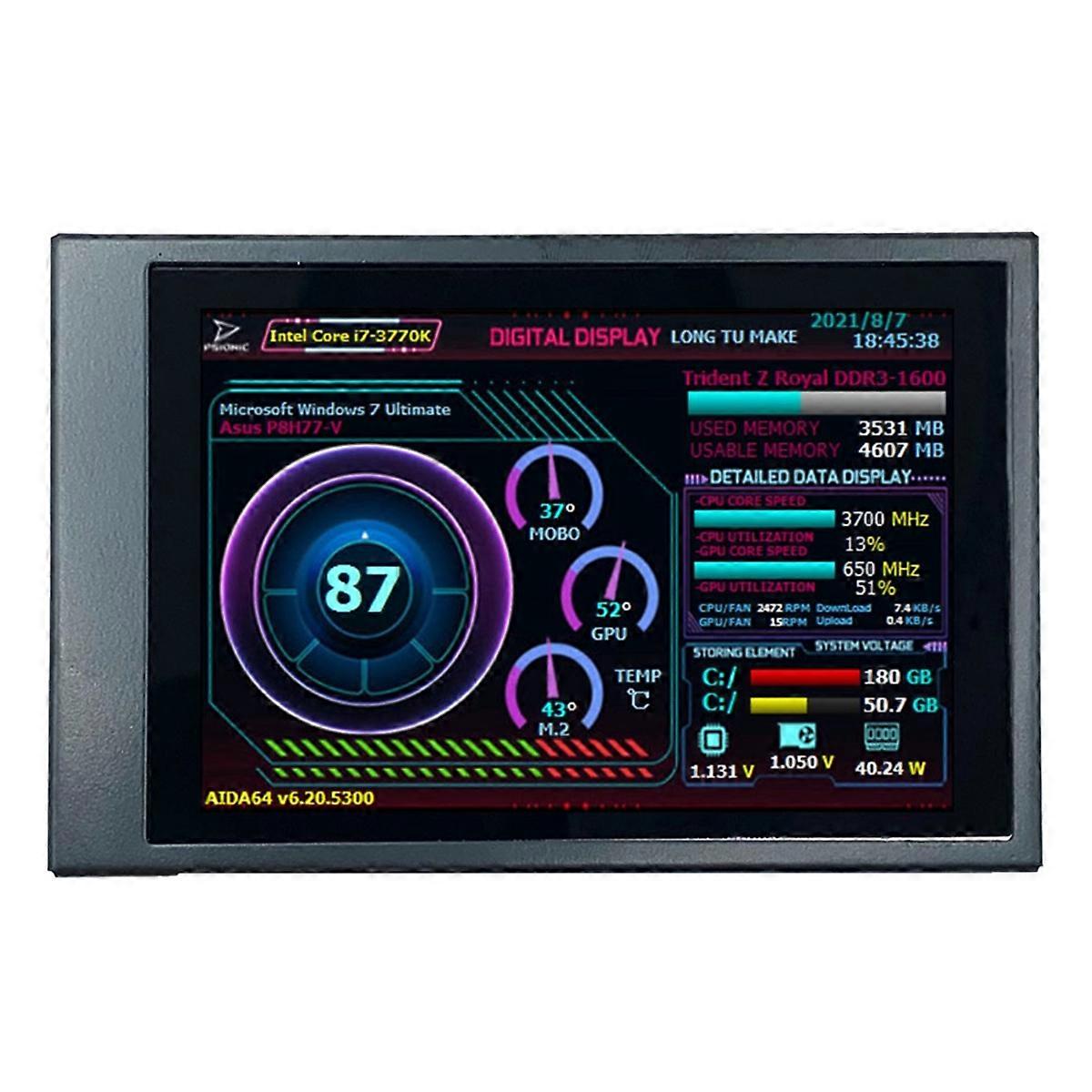 3.5 Inch IPS LCD Monitor Display USB2LCD AIDA64 Chassis Display Screen USB Display Sub-Screen Suppo