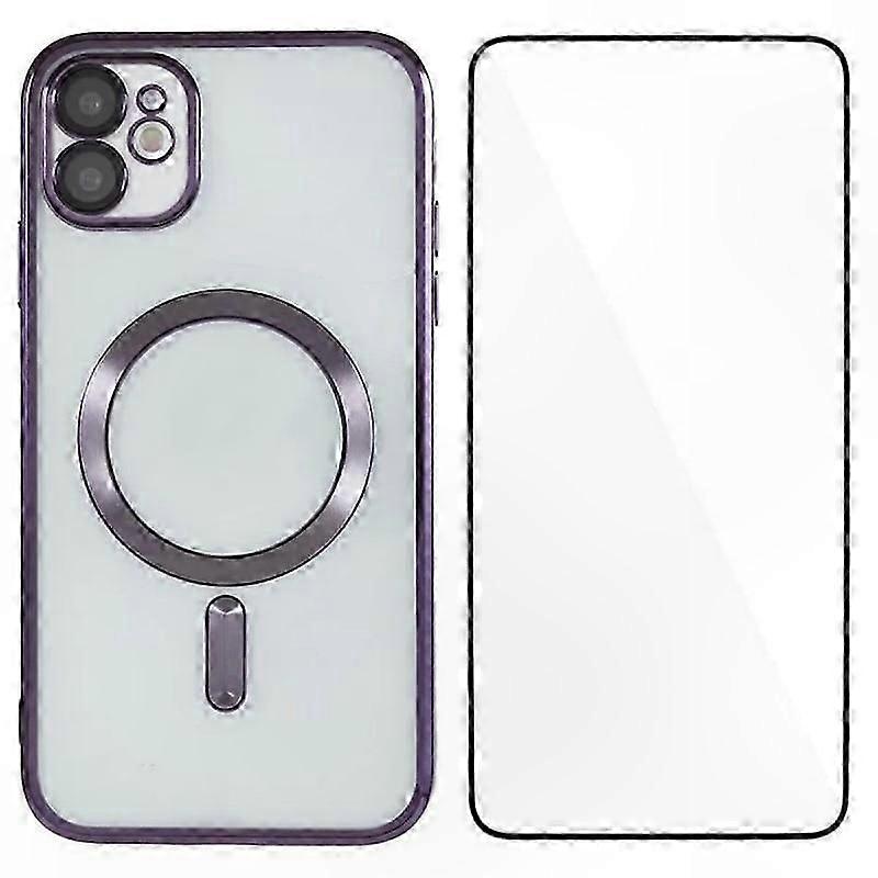 Magnetic Case for  11 with Full Protection Electroplated TPU and Tempered Glass Cover