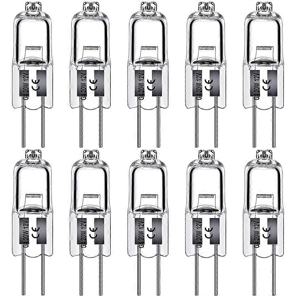 G4 Halogen Light Bulbs 20W 12V Clear Capsule 2 Pin Dimmable Warm White Lamp Bulbs Compatible with Fixtures 10 Pack