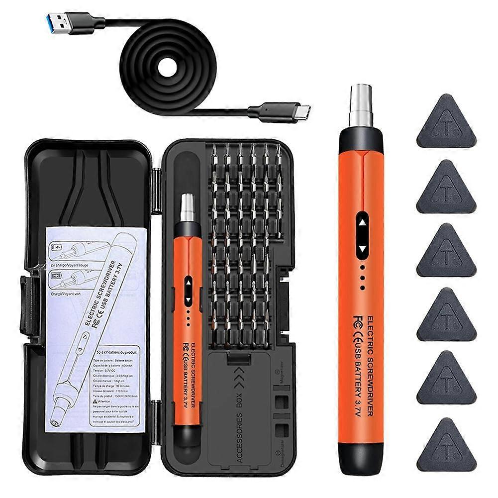 Electric Screwdriver Set Rechargeable Wireless Mini Precision Tool Kit With Bits For Mobile Phones And Computers Orange