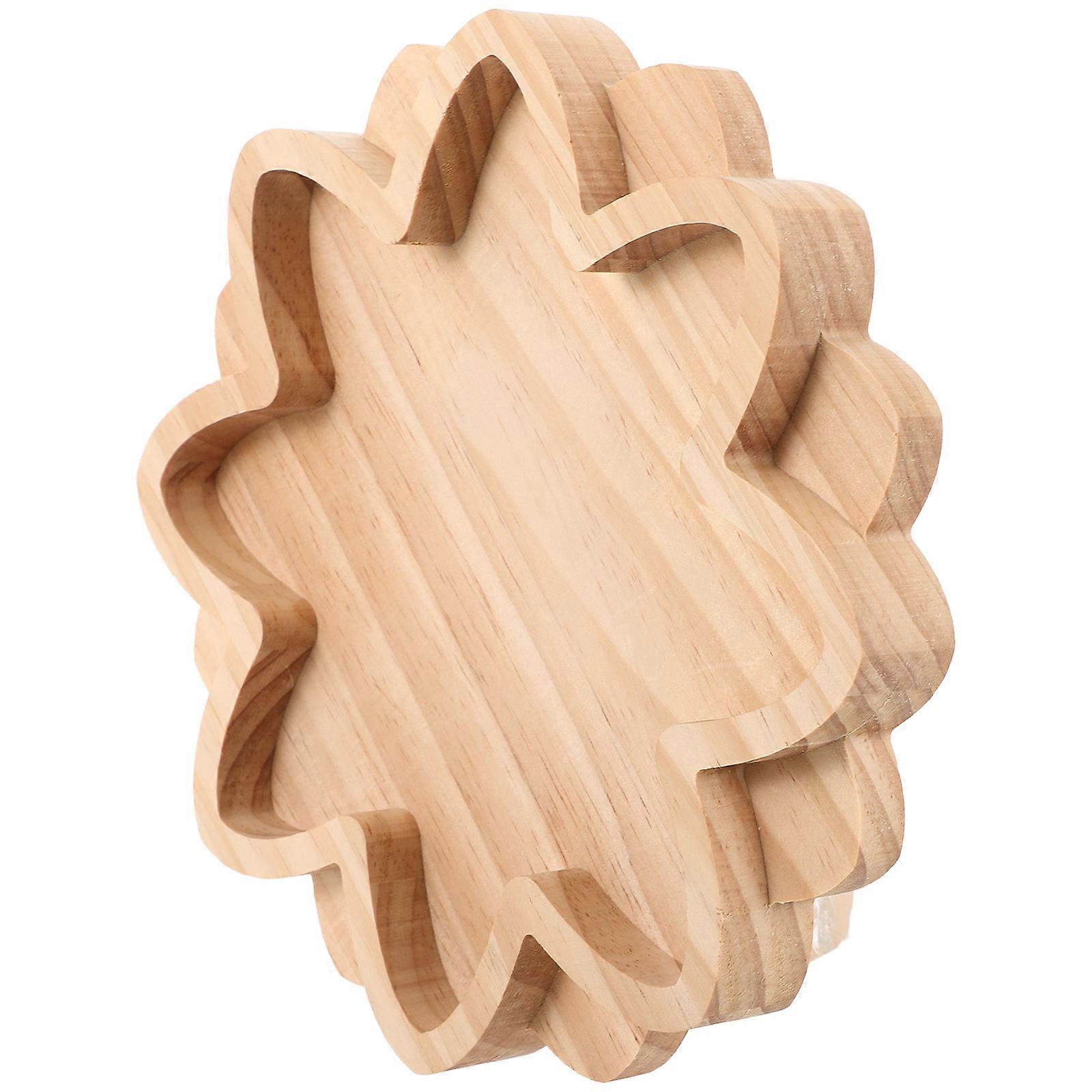 Lotus Shape Wood Tray Crystal Display Tray for Accessory Organizing 2Pcs
