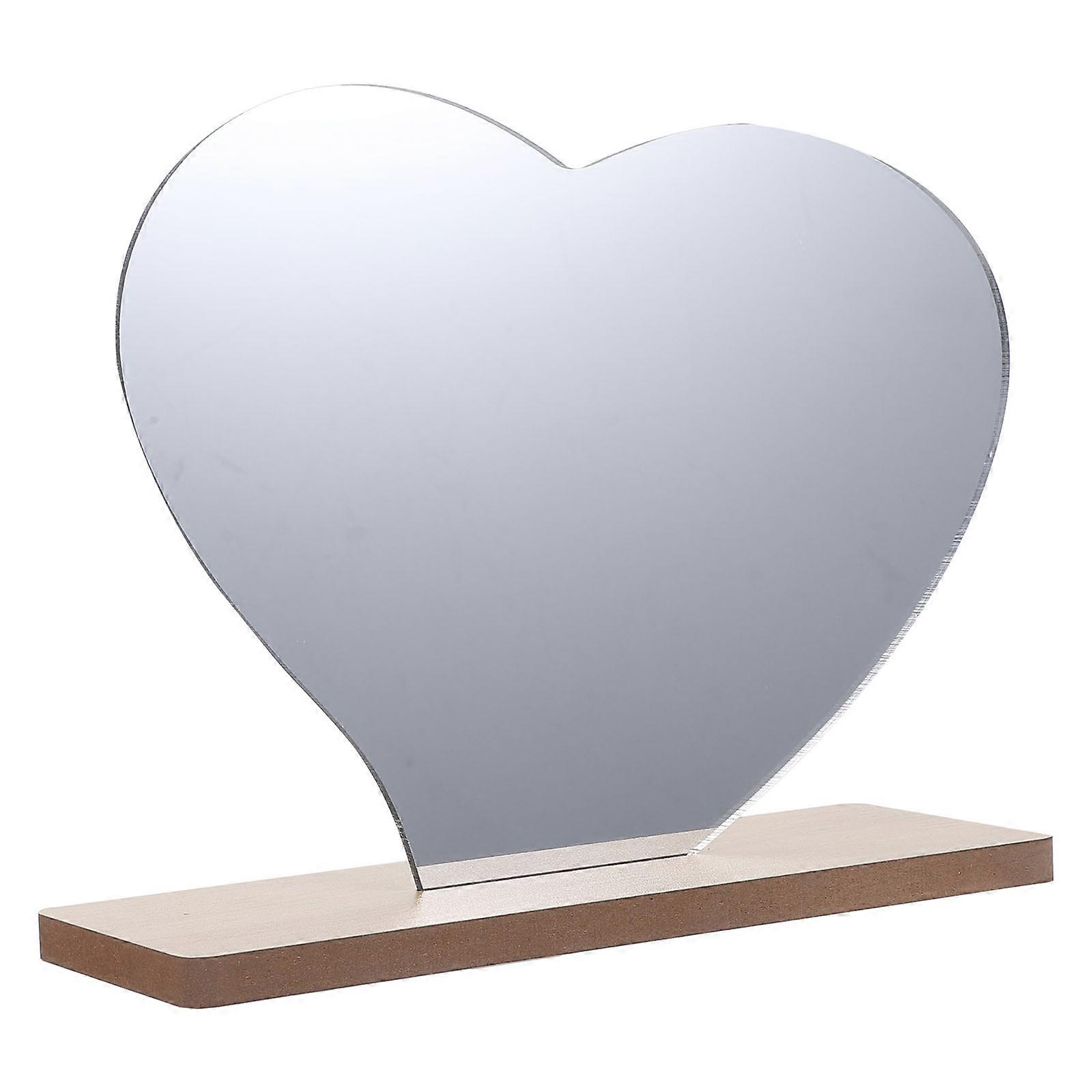 Table Makeup Mirror Wooden Base Desktop Vanity Mirror for Home Use 3Pcs