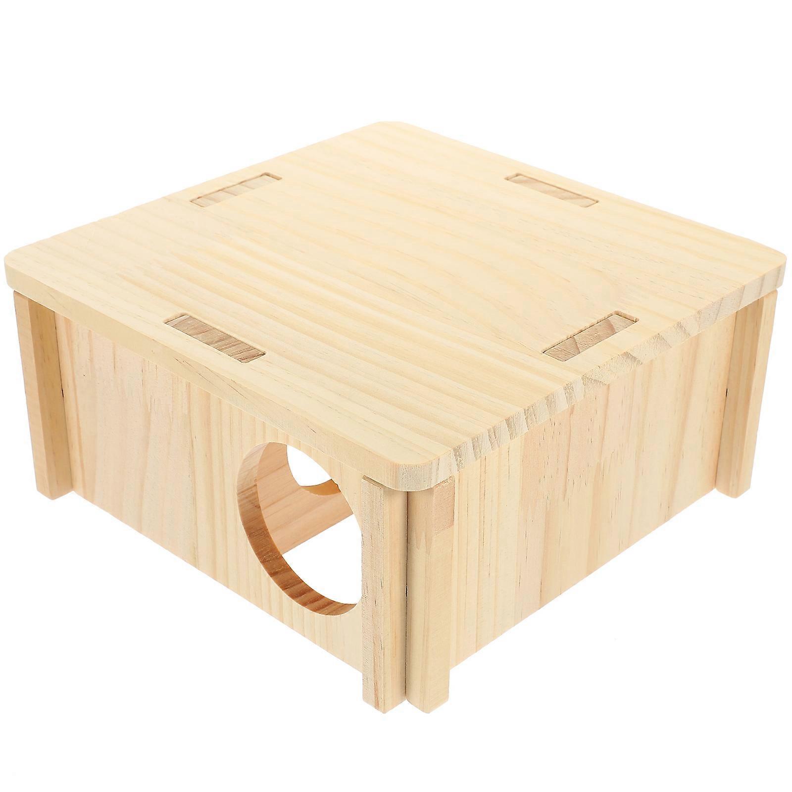 Hamster Nest Wood House for Small Pets Year-Round Use Beige Color 1Pcs