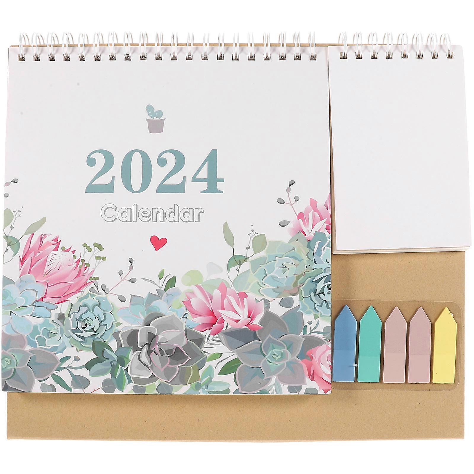 Delicate Standing Desk Calendar 2Pcs Rectangular Classic Design for Home Office 10×8.7×6.3in Schedule Planning