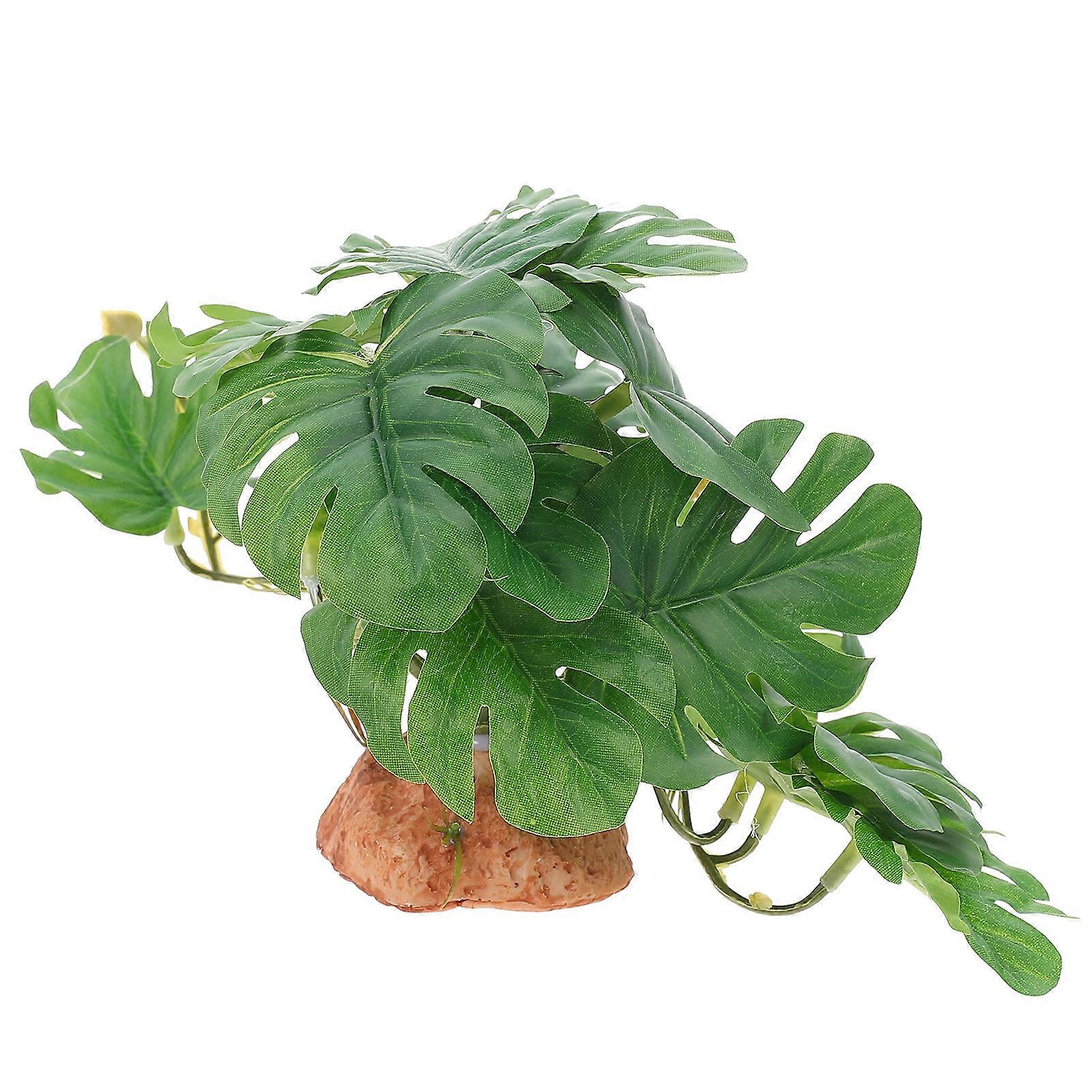 Turtle Tank Accessories Reptile Plant Decor Realistic Shape Green 7X6X16CM Hiding Spot 1Set