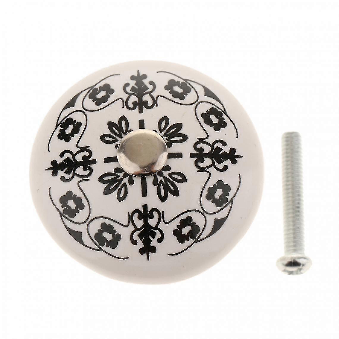 Black And White Round Ceramic Cabinet Knobs For Home Feruniture Style-c