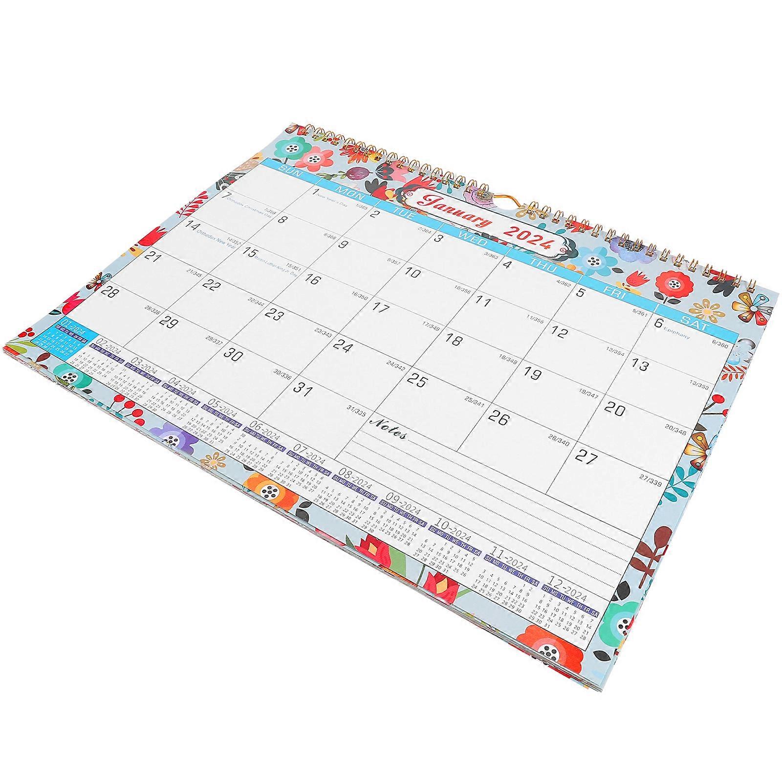 Holiday Wall Calendar 5Pcs For Office Use Multi Color Scheduling Goal Setting 33.5X25.5CM Rectangular