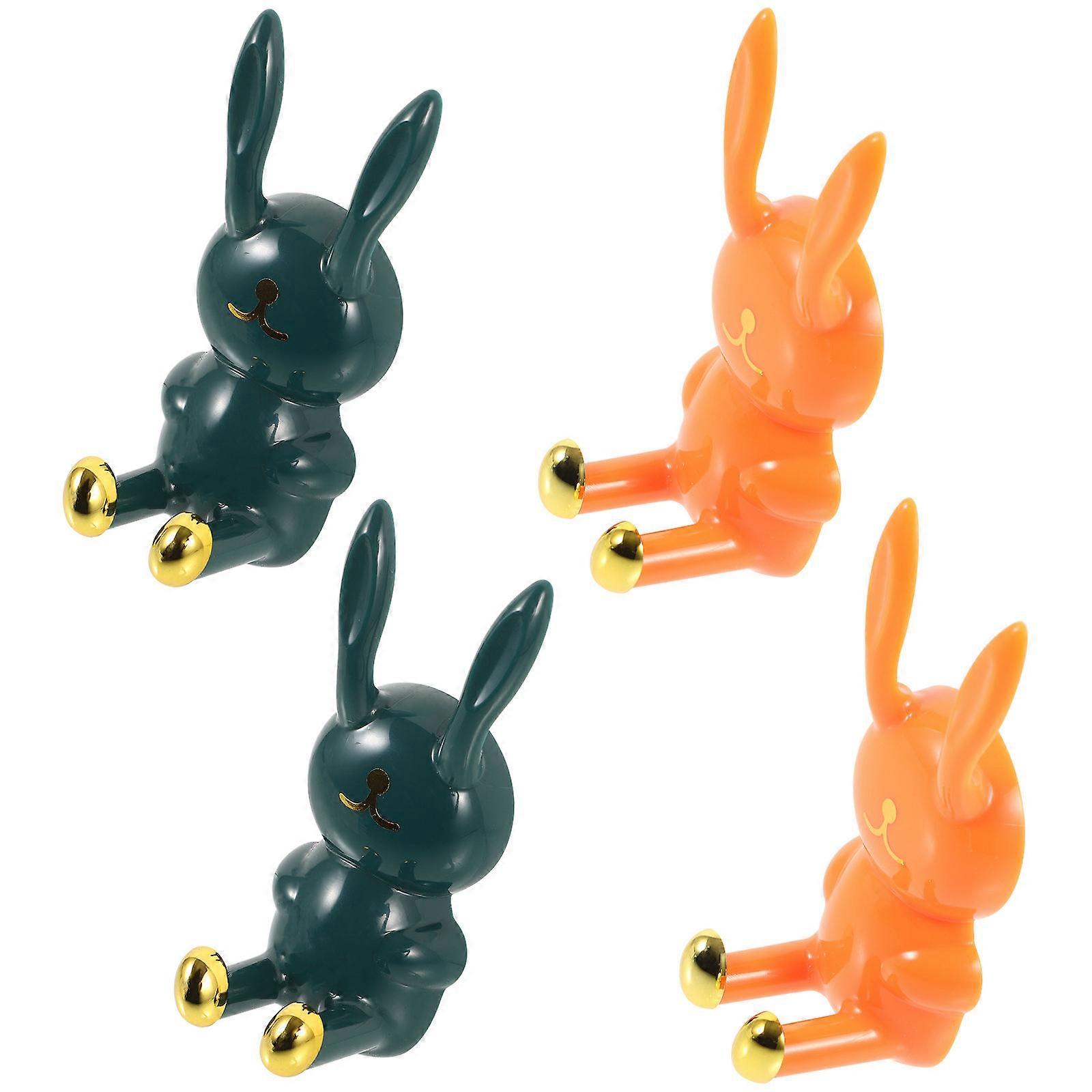 Bathroom Toothbrush Hanger Hook Fasten Application Cartoon Rabbit Design Practical 4Pcs