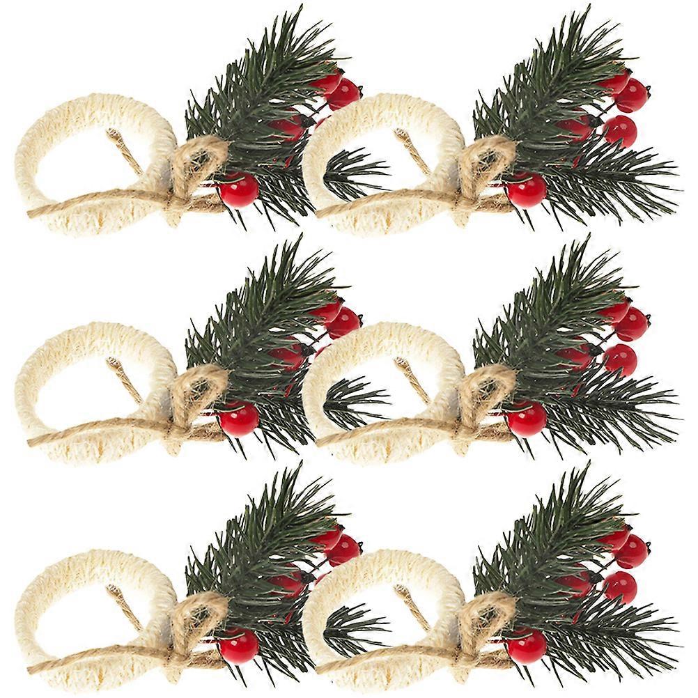 Napkin Ring for Decoration Use 6Pcs Berry Simulation Xmas Table Buckles