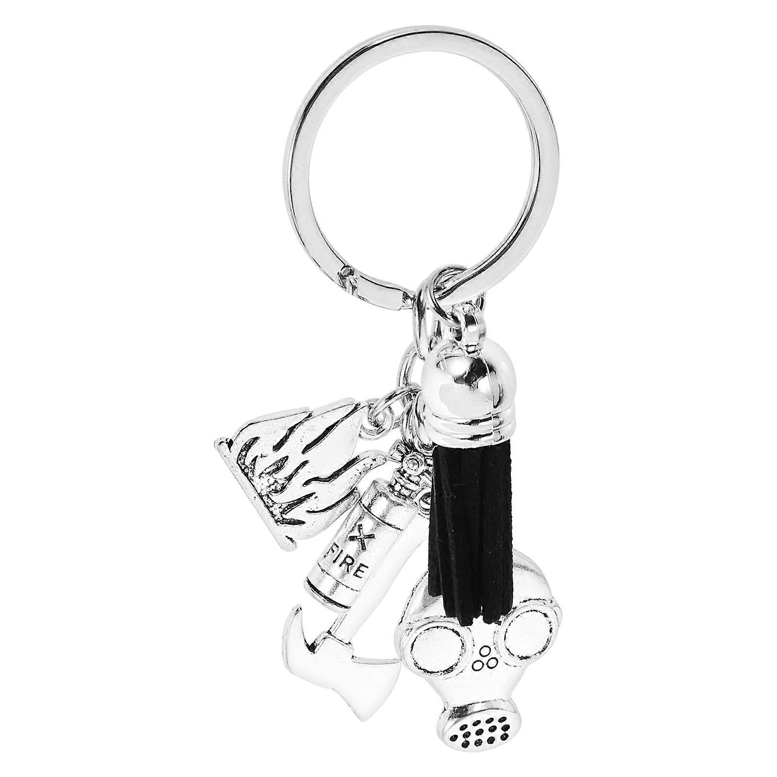 Firefighter Keychain Wallet Chain for Hanging Keys Stylish Silver Key Ring