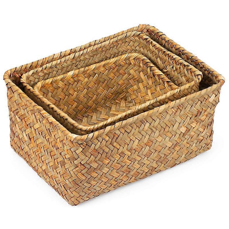 Seagrass Storage Basket, Multisize Handmade Rattan Shelf Baskets