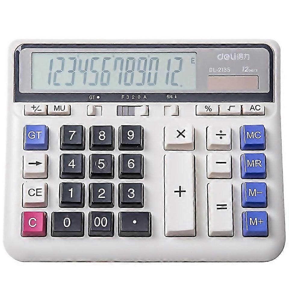 For Deli 2135 Computer Keyboard Calculator Big Button Bank Office Finance Accounting Solar Calculato