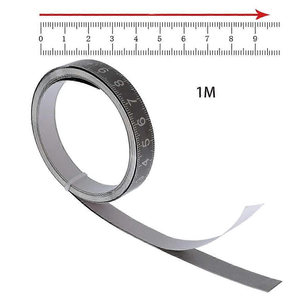 Black 1/2/3M Measure Tape With SelfAdhesive Backing, Metric Steel Tape Ruler, Table Sticky Backing 1M