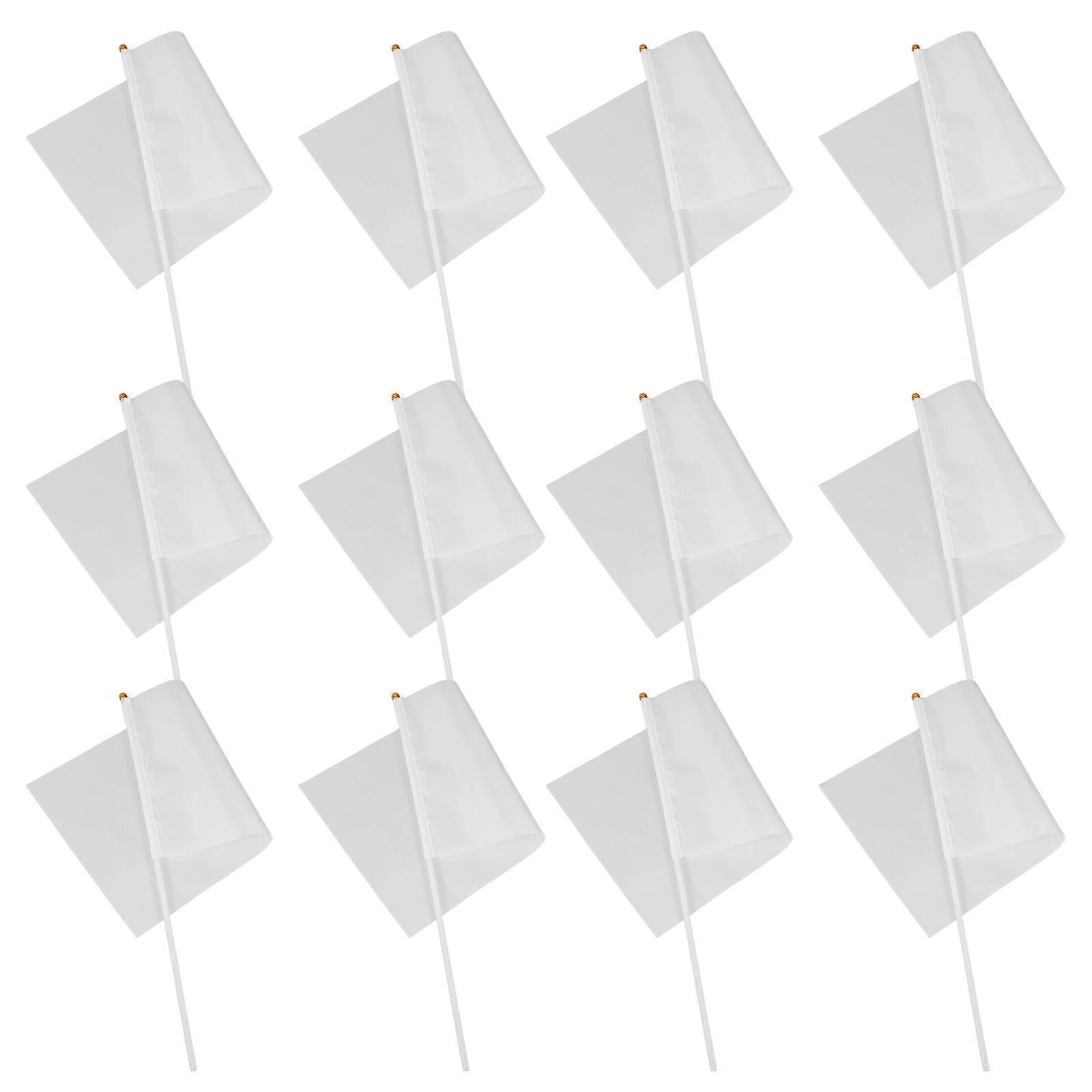 Handheld White Polyester Hand Shake Flags for DIY Projects 50Pcs