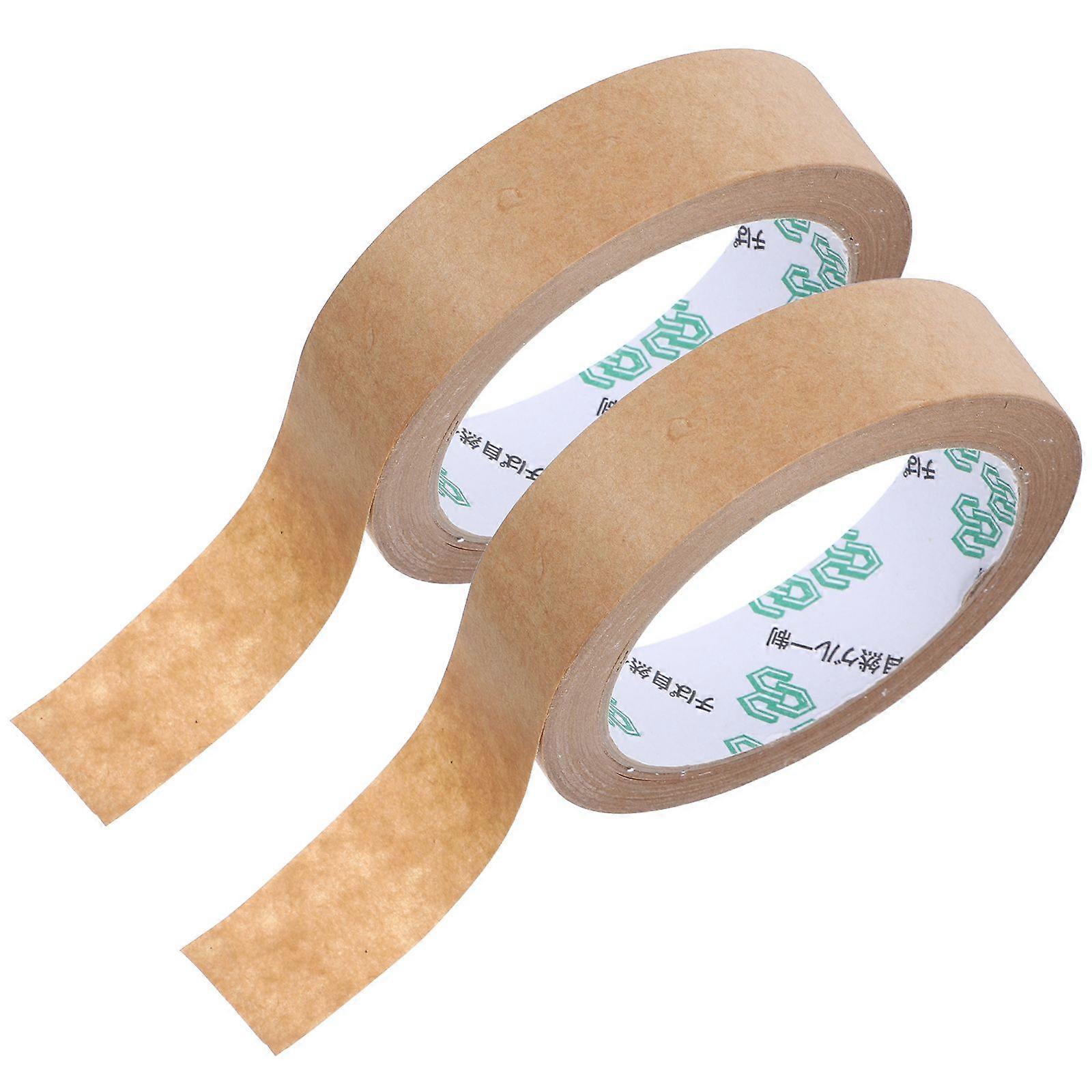 2 Rolls Paper Sealing Tapes Writable Kraft Packing Tapes Multi-function Adhesive Packing Tape