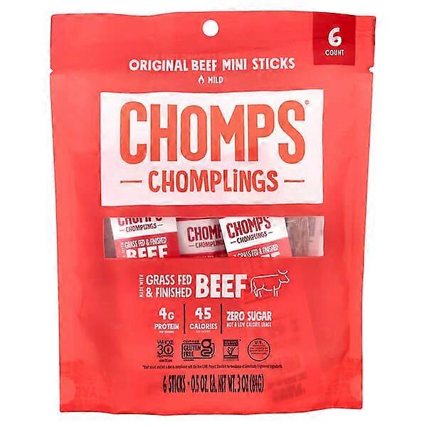 Chomps, Chomplings, Original Beef Sticks, Mild, 6 Sticks, 0.5 oz (14 g) Each