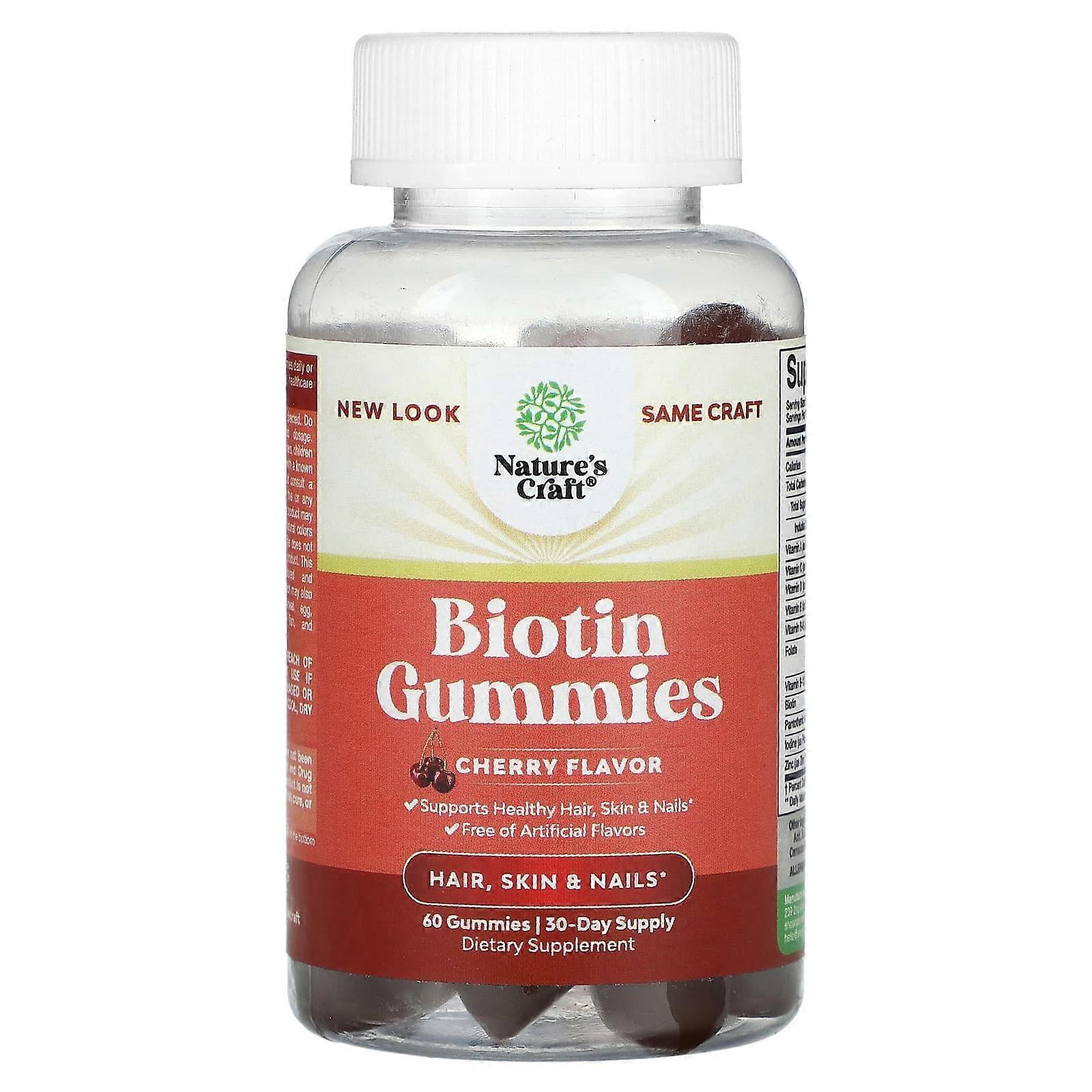 Nature's Craft, Biotin Gummies, Cherry , 60 Gummies