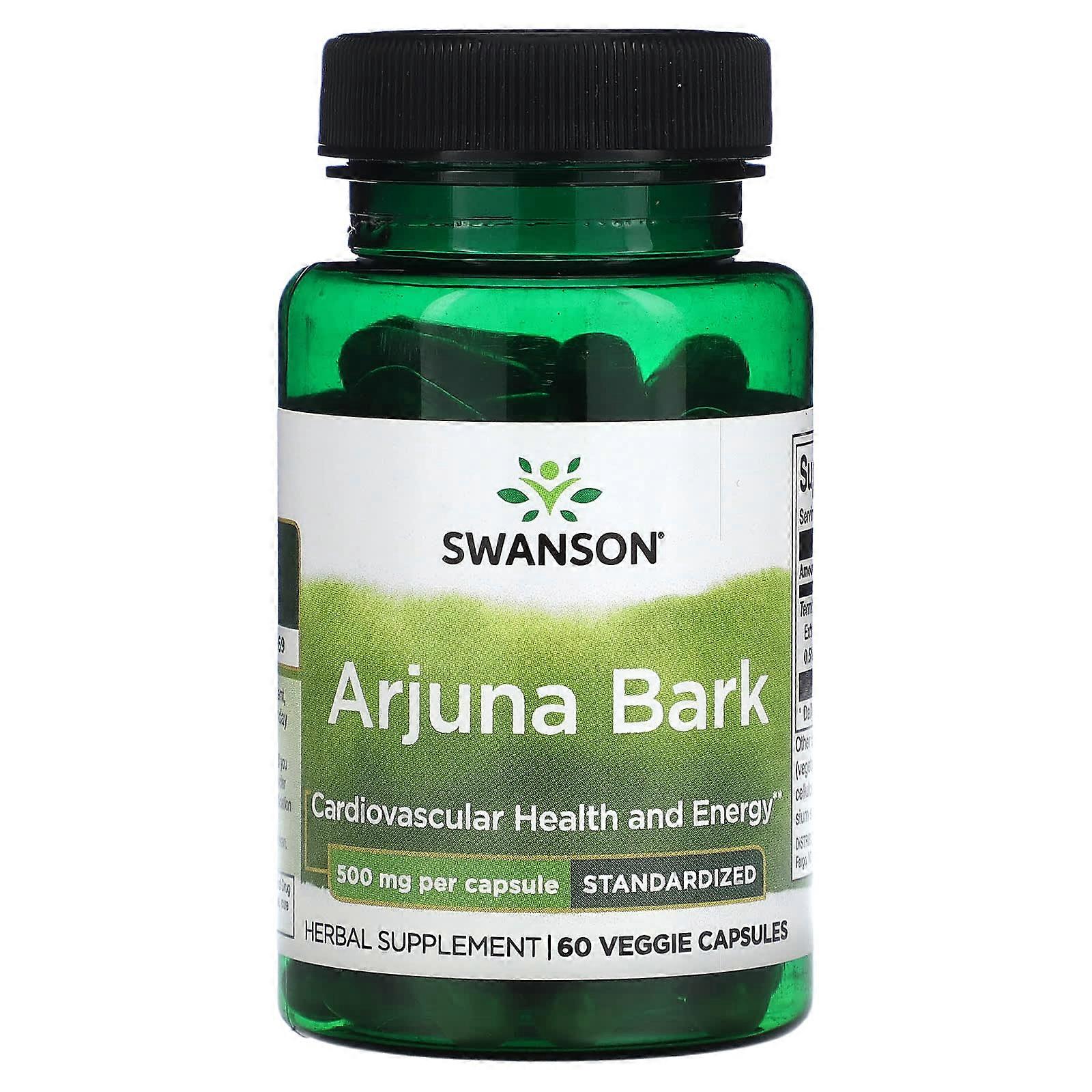 Arjuna Bark, Standardized , 500 mg , 60 Veggie Capsules
