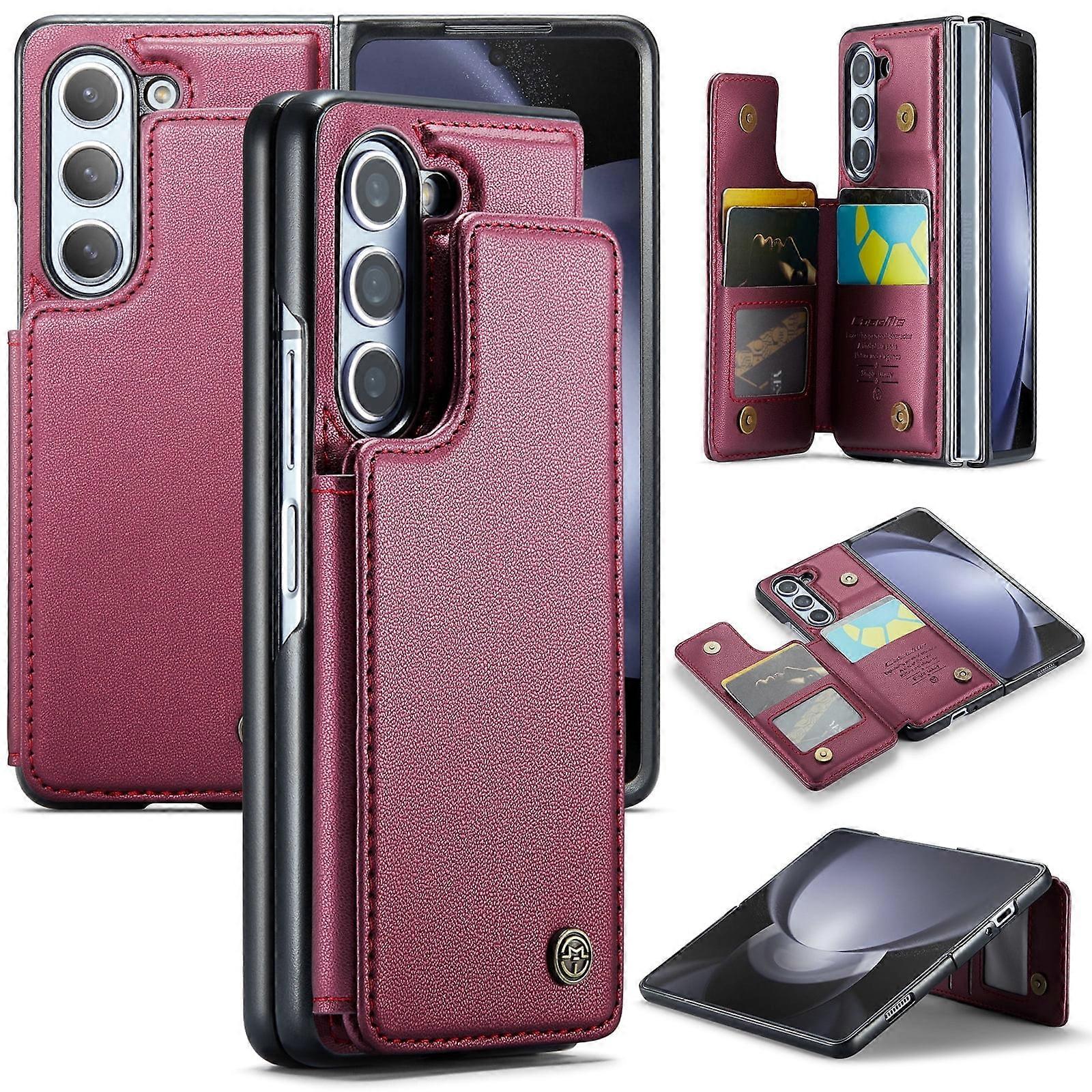 Compatible with Samsung Galaxy Z Fold 6 Case, Wallet Case with Card Holder & RFID Blocking, Durable PU Leather Kickstand, Magnetic Clasp, Shockproof