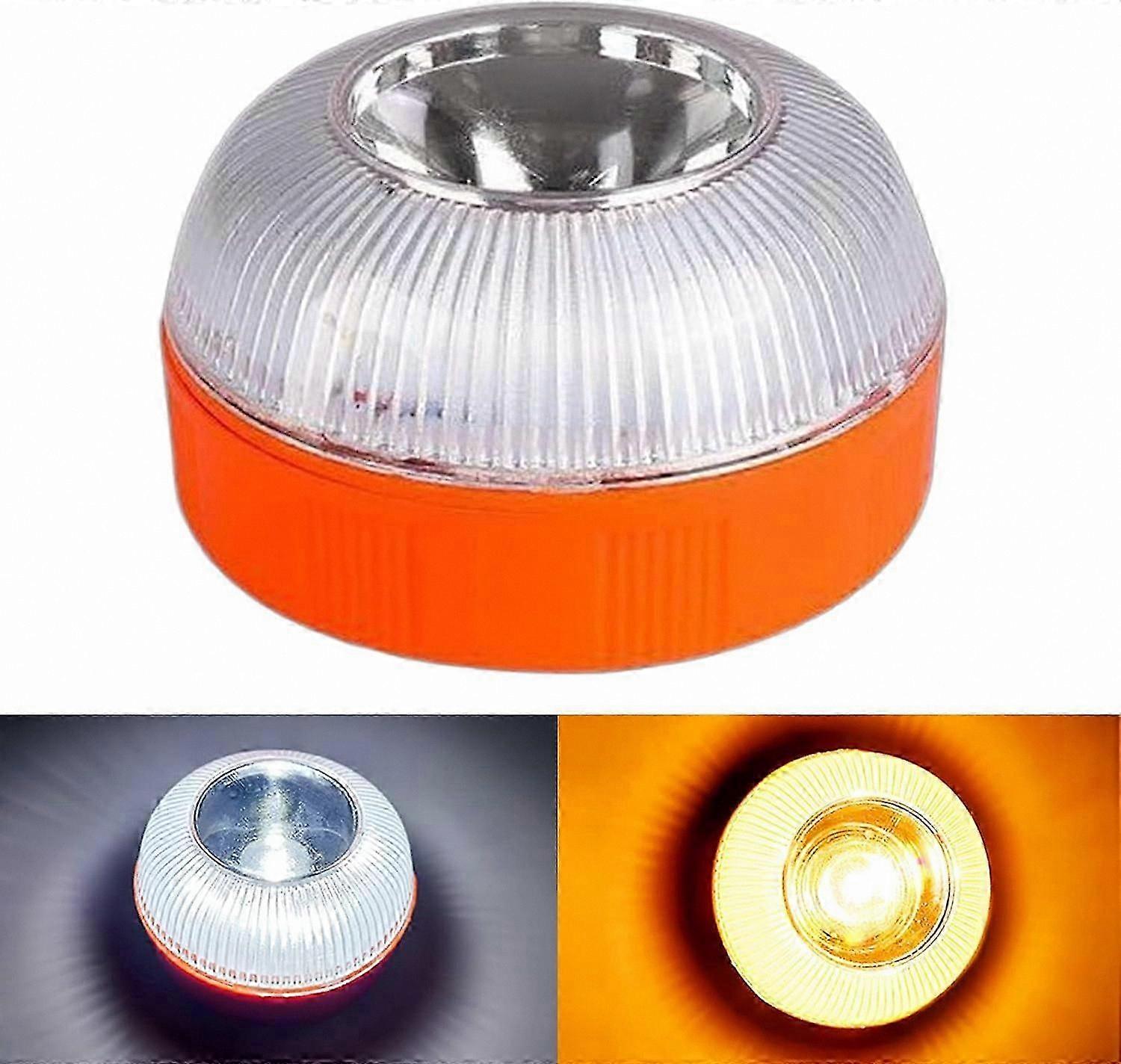 LED Emergency Warning Light with Magnetic Base, USB Rechargeable, Road Safety Fault Alert for Vehicles, Yellow White Strobe Light