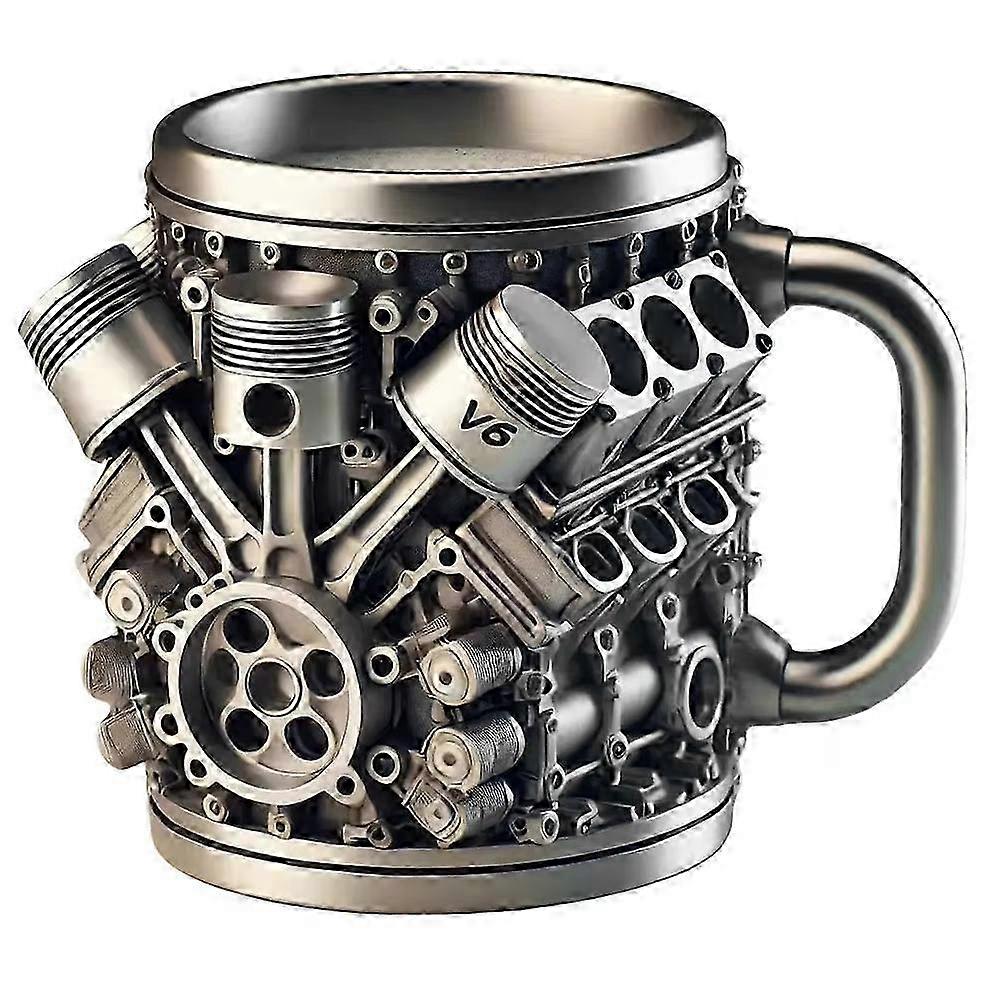 2025 V8 V6-motorer Kopp i rustfritt stål Unik bilmotor Kaffekrus Cocktailkrus i rustfritt stål Tekopp Gaver til bilentusiaster