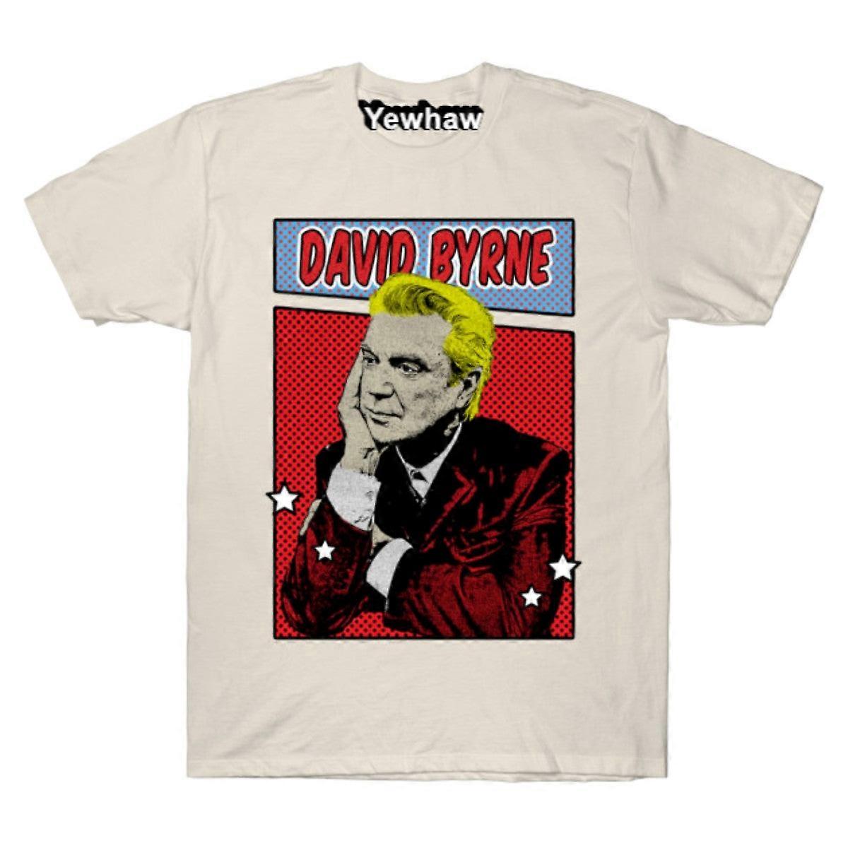 Tričko Davida Byrneho v komiksovom štýle s pop artovou tematikou
