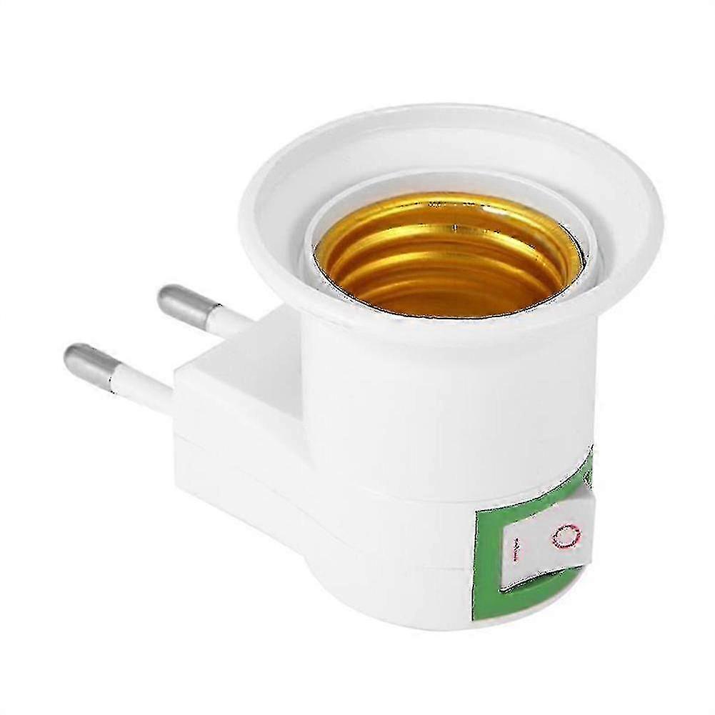 E27 Eu Plug Lamp Light Holder Base Socket Converter Adapter With Control Switch Qinhai