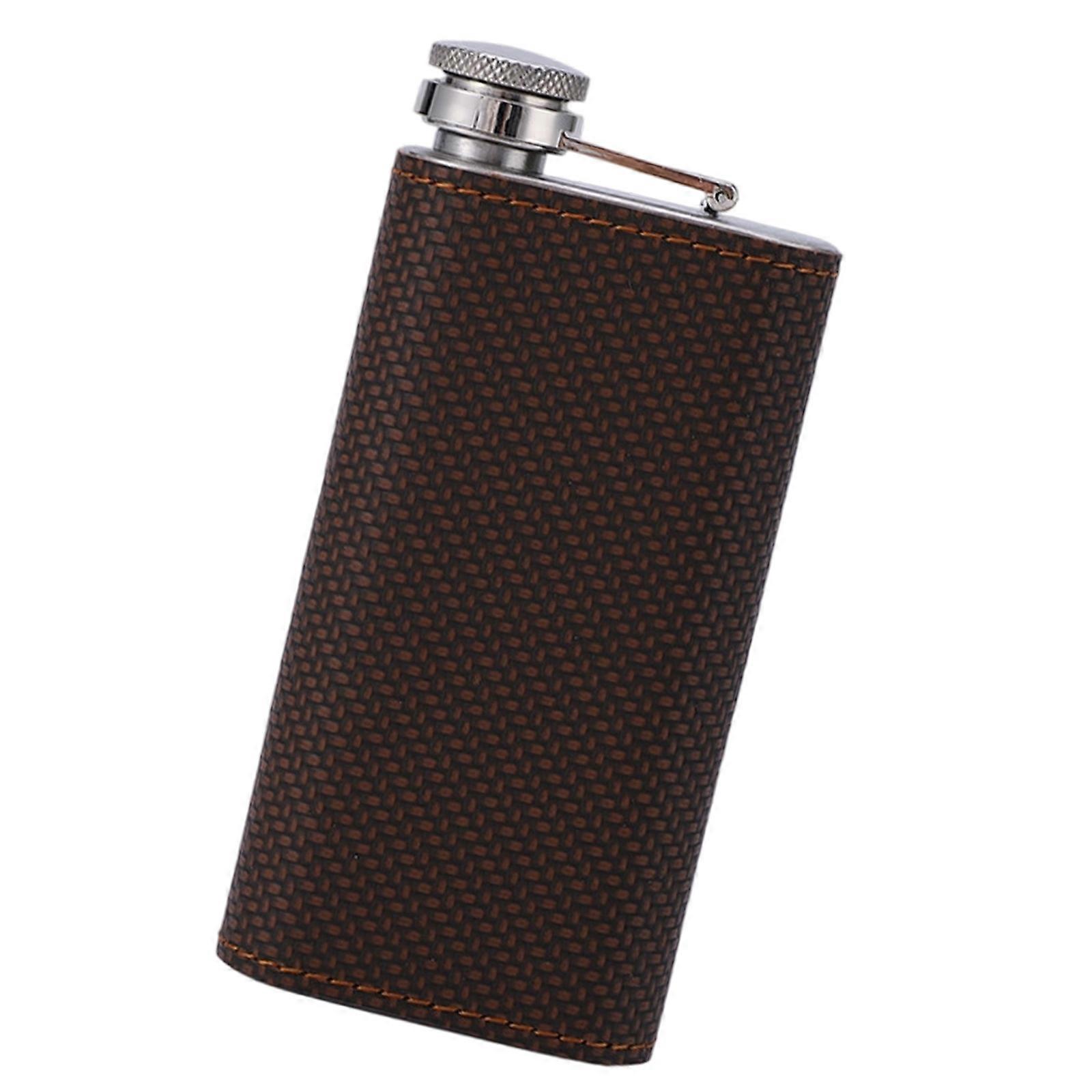 Portable Nonrust Steel Outdoor Drinking Flasks Miniature Size Rustproof Portable Liquor Container For Campers  Brown.