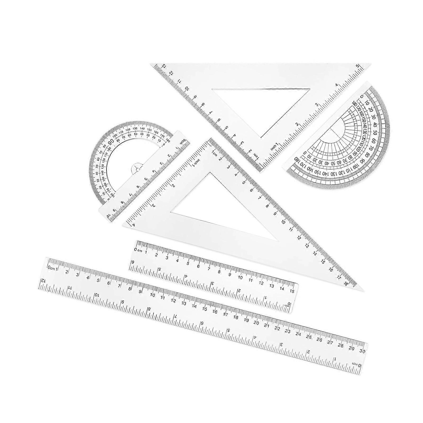 Professional Math Geometry Tool for Student Drawing Plastic Drawing Rulers with Square Straight Ruler Math Protractor Multicolor
