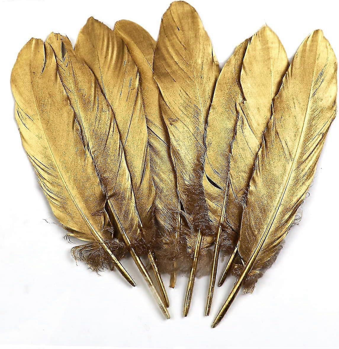 50 قطعة مغموسة ريش أوزة ذهبي 4-6 بوصة ديكور ريش طبيعي للمنزل حزب جدار الديكور الحرف اليدوية حلم الماسك لوازم
