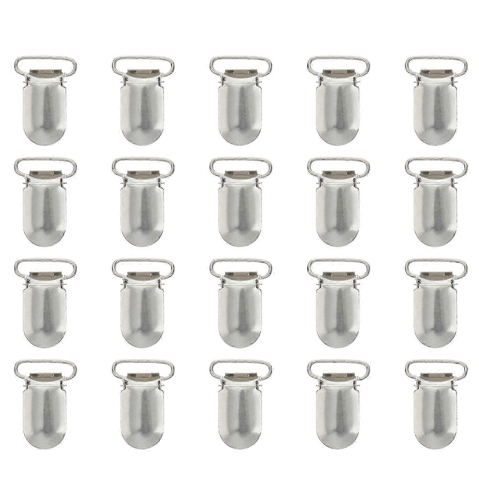20pcs 20mm Staples Pacifier Clip with Strap Hooks Suspenders