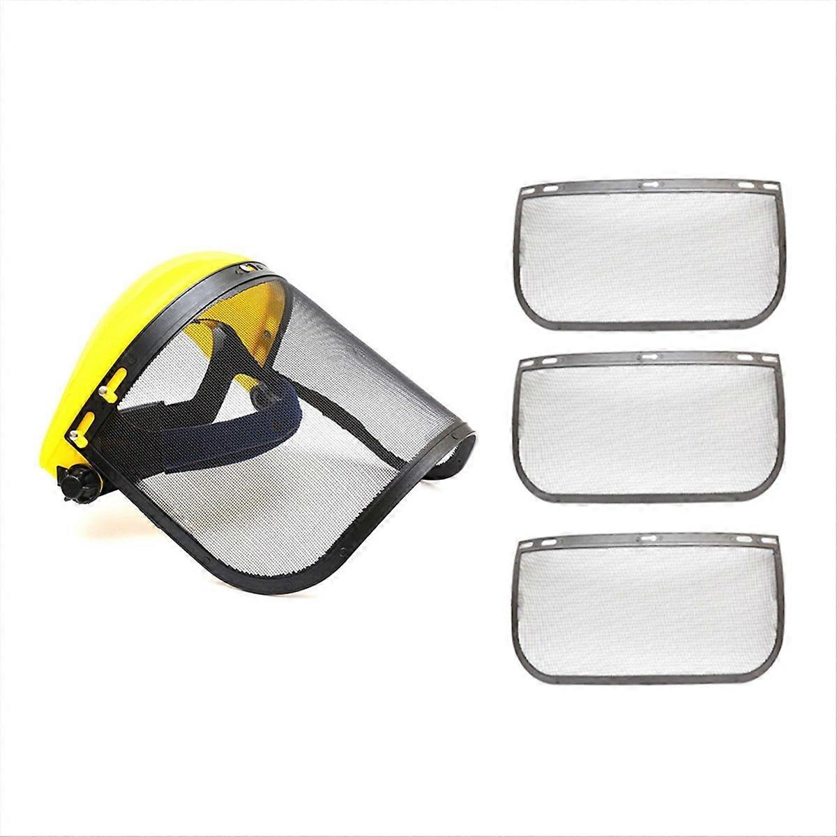 Grass Trimmer Safety Helmet Hat with Full Face Mesh Protective Mask