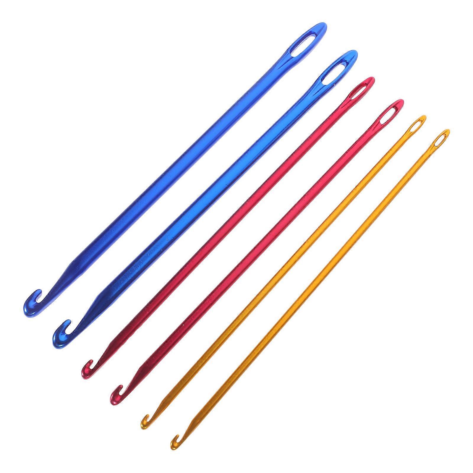 Crochet Needles Aluminium Large Hole Knitting Tools for DIY 6Pcs
