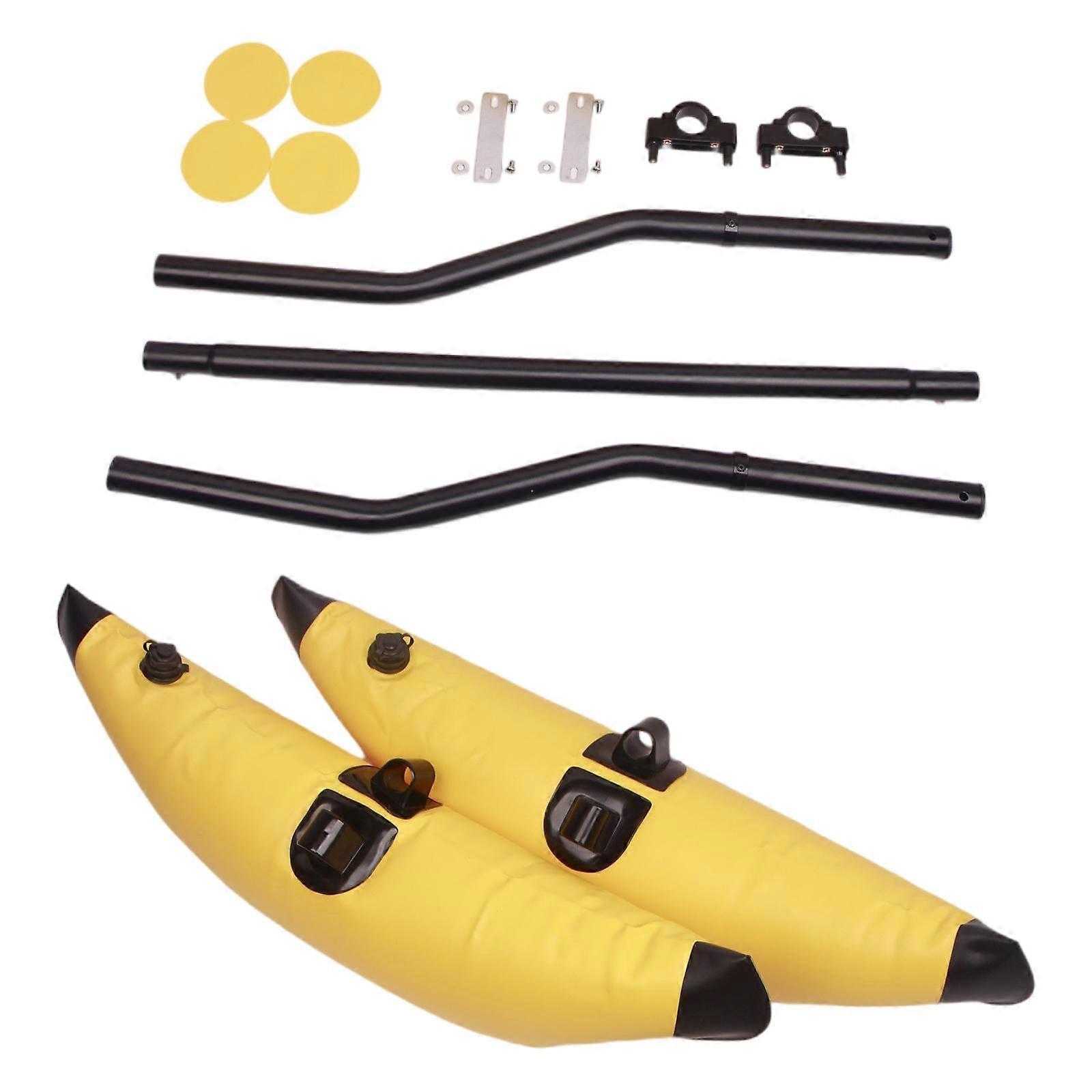 Kayak Boats Fishing Standing Float Stabilizer Systems Set, Kayak PVC Inflatable Outrigger Float with Side Arm Rod  Yellow