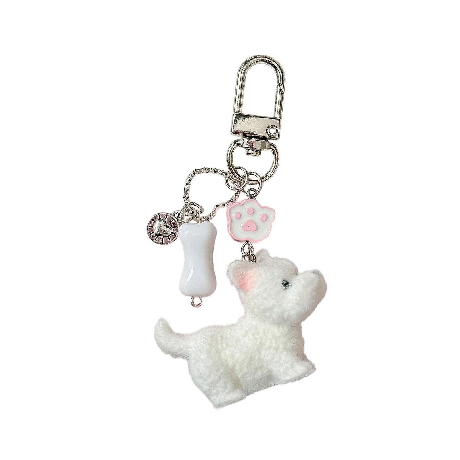 Stylish Dog Cat Paw Keychain/Lanyard Soft Flocking Resin Animal Keyring Lightweight Design For Everyday Carry Multicolor