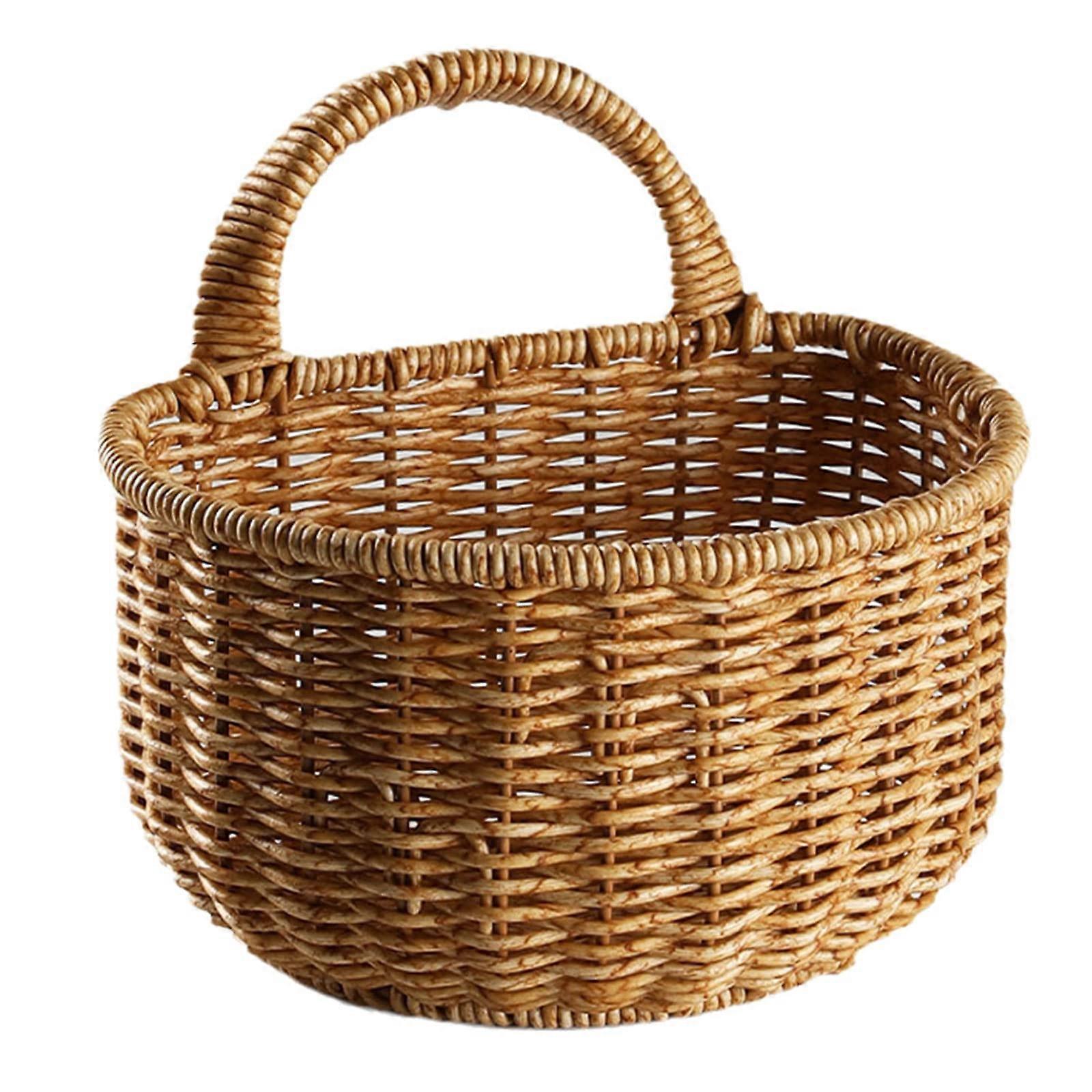 Handwoven Storage Basket with Handle for Kitchen Hanging Fruit and Vegetable Organization Containers