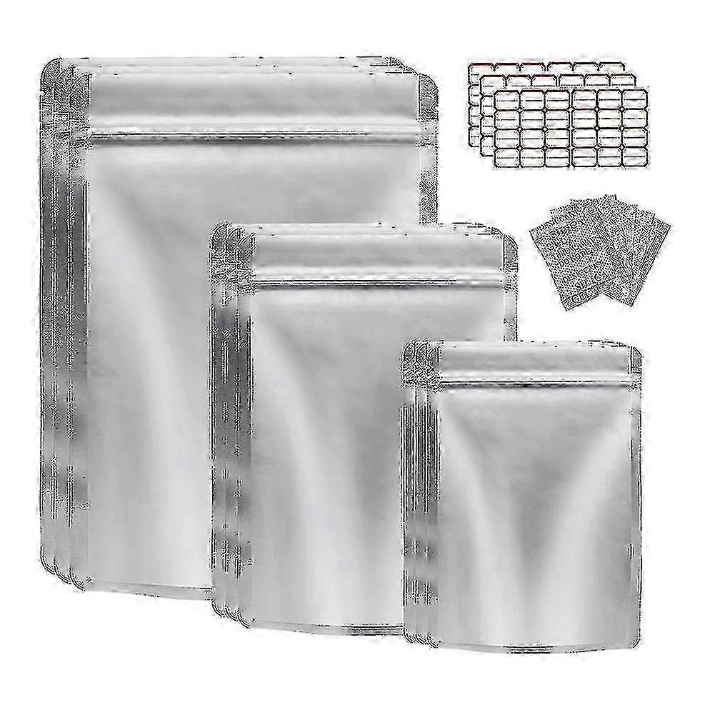 50 Pack Mylar Bag For Food Storage With Oxygen Absorber Resealable Grains Nuts