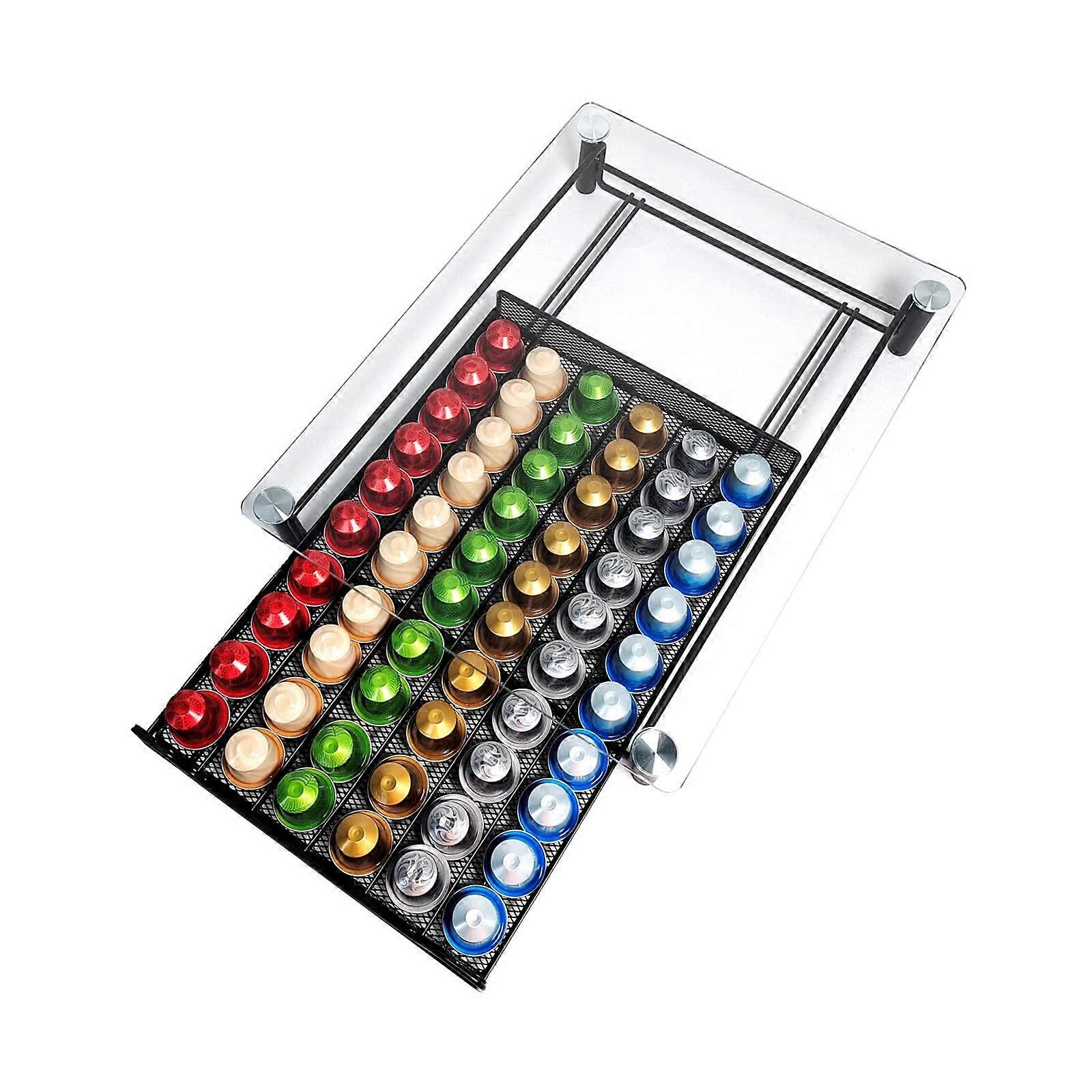 Coffee Pod Drawer Organizer SpaceSaving Capsule Holder Compatible with Nespresso Keurig Kitchen Storage