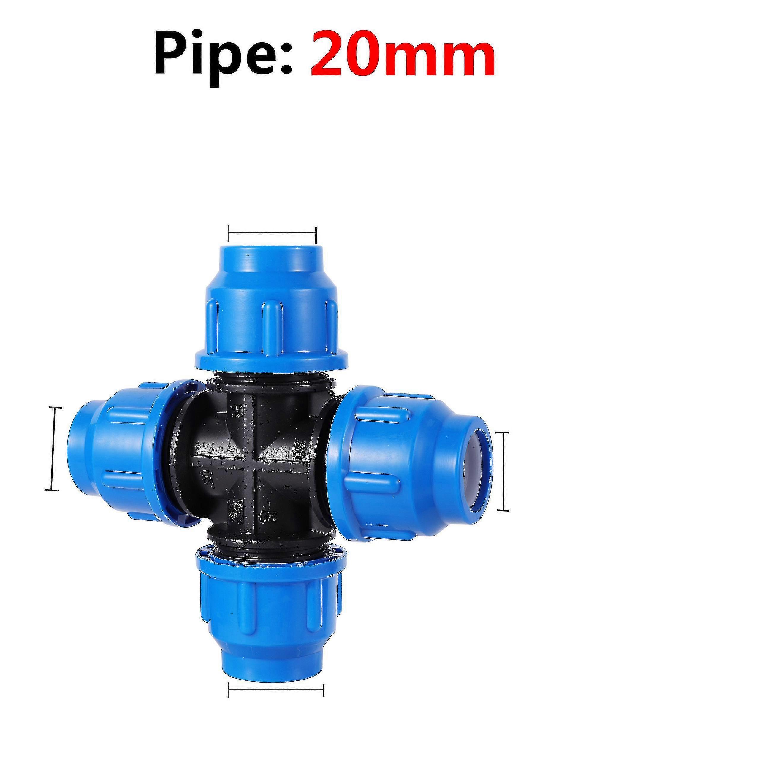 Quick Connector for Pe Pipe Fittings, 20mm Inner Diameter Tee Elbow 4-Way Irrigation Water Connector