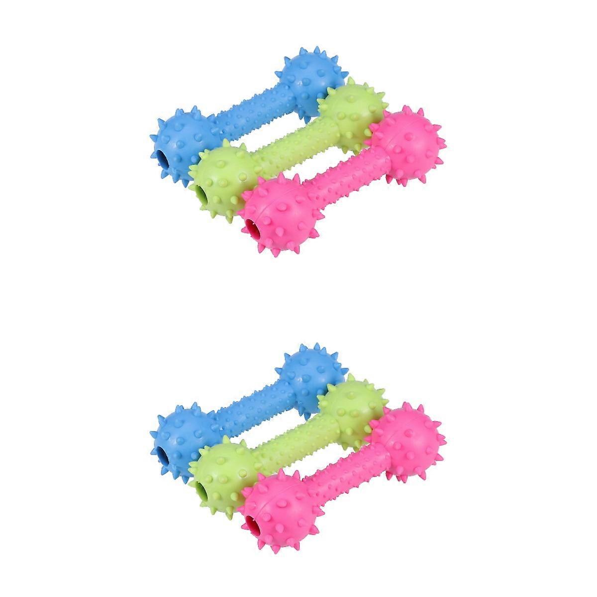 6 Pcs Small Dog Toys Sound Chew Toy Tooth Cleaning Toys Dog Dumbbell Dumbell Shaped Chew Toy