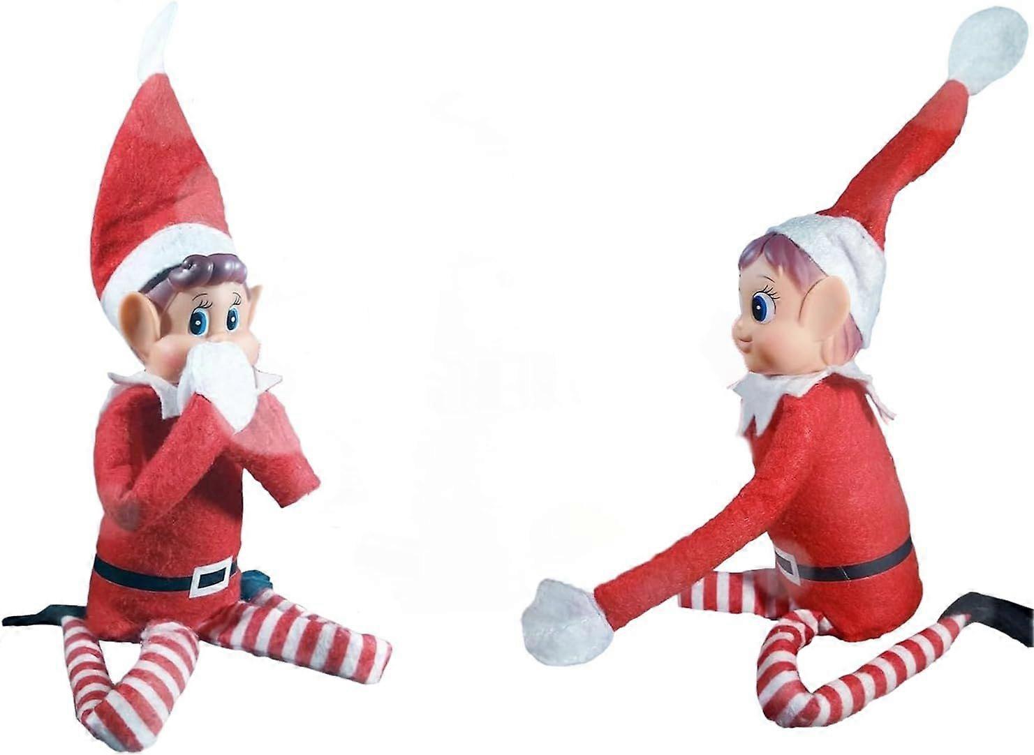Lot de 2 lutins farceurs de Noël - 2 lutins garçons et 1 lutin fille en peluche | Parfait pour les farces, la décoration de fête, la magie de Noël et les cadeaux | Amusant pour les enfants