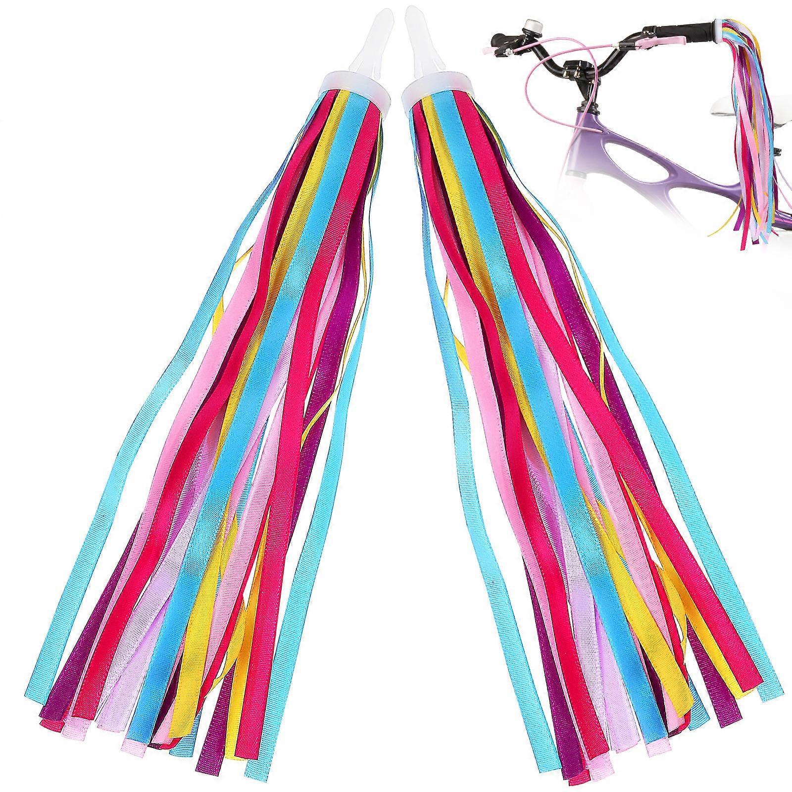 Bicycle Handlebar Streamers 4 Pairs Vibrant Multi Colored Tassels For Kids Bike Adding Fun To Riding