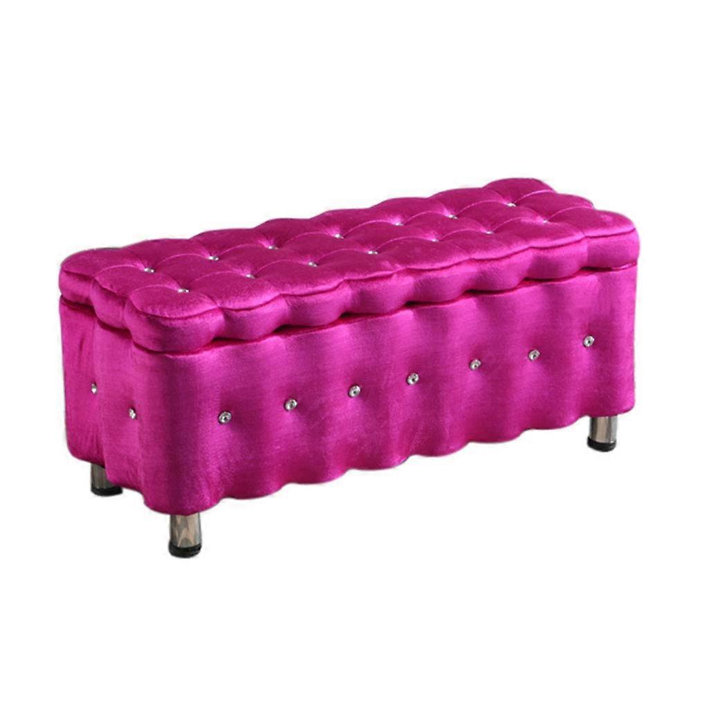 Clothing Store Upholstered Shoe Storage Bench with Seat, Rectangular Ottoman, Rose Red, L 80