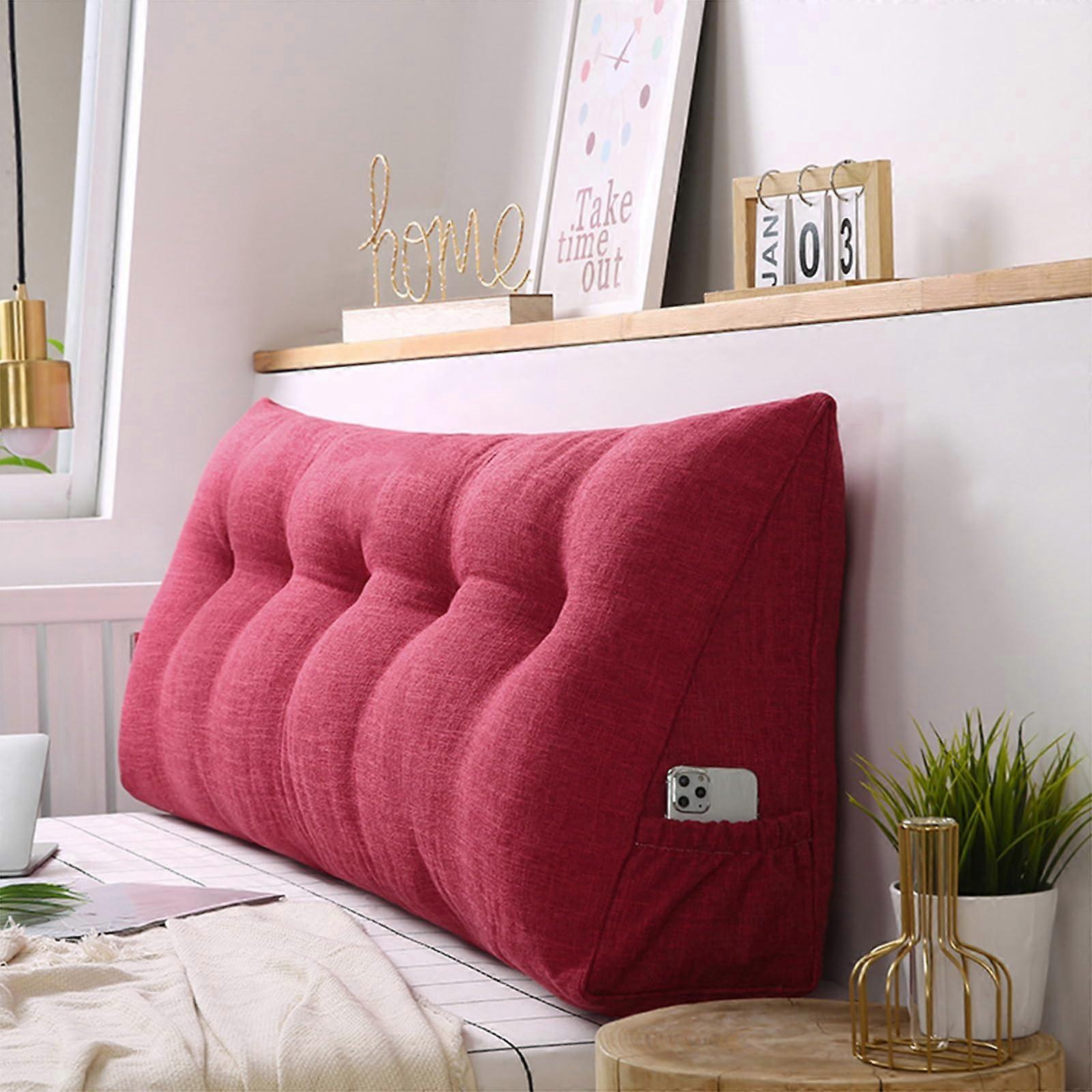 Headboard Pillow Cotton And Linen Headrest Cushion Triangular Backrest Reading Pillow Removable Model 002 100X50X20CM