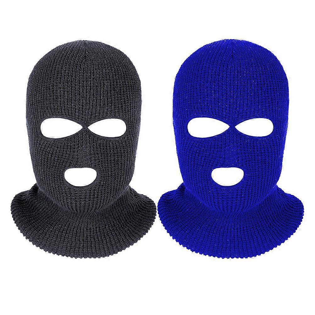 Assorted Color Knit Ski Mask for Cold Weather 2Pcs Full Face Balaclava