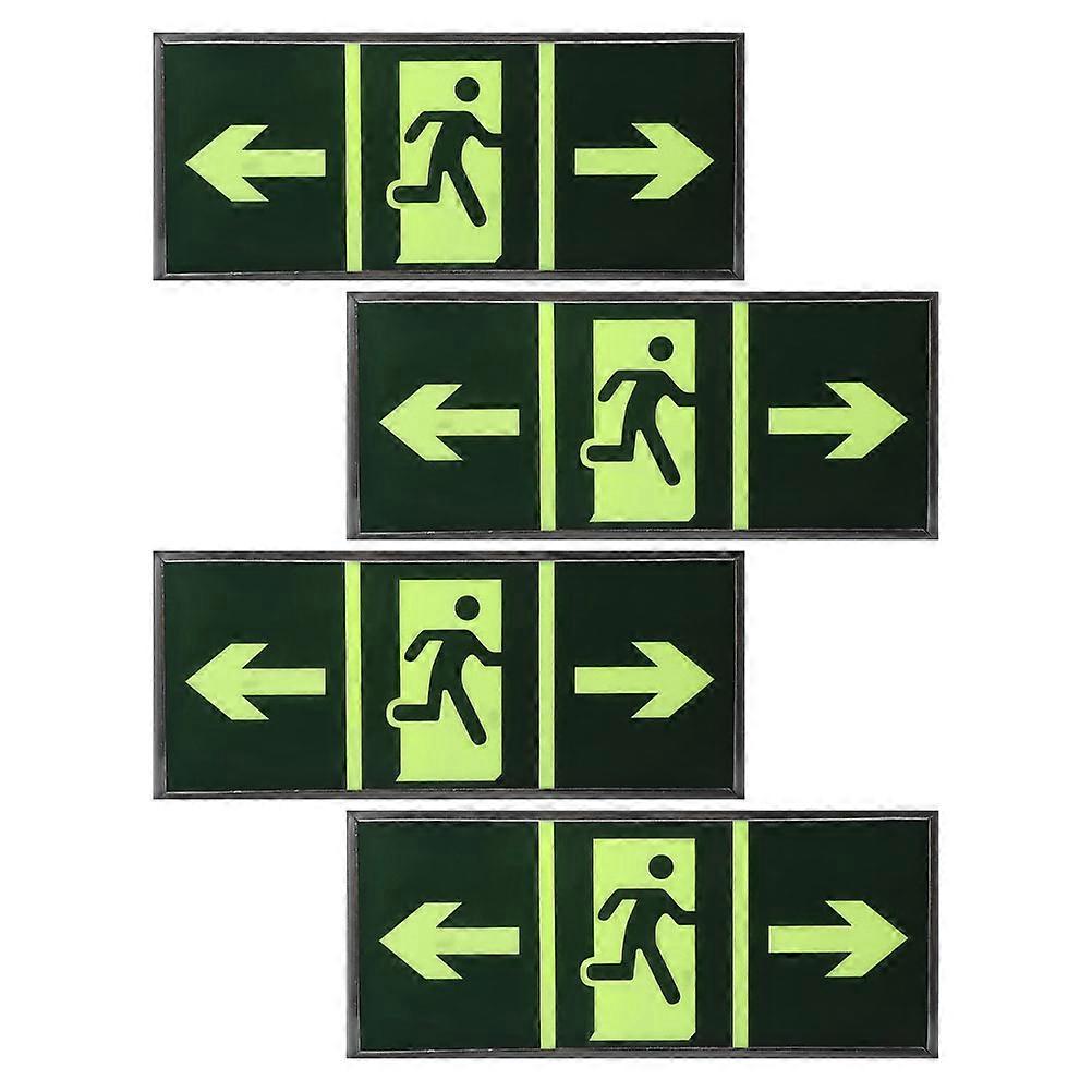 Self Luminous Safety Exit Sticker Acrylic for Emergency Sign 4Pcs Glow