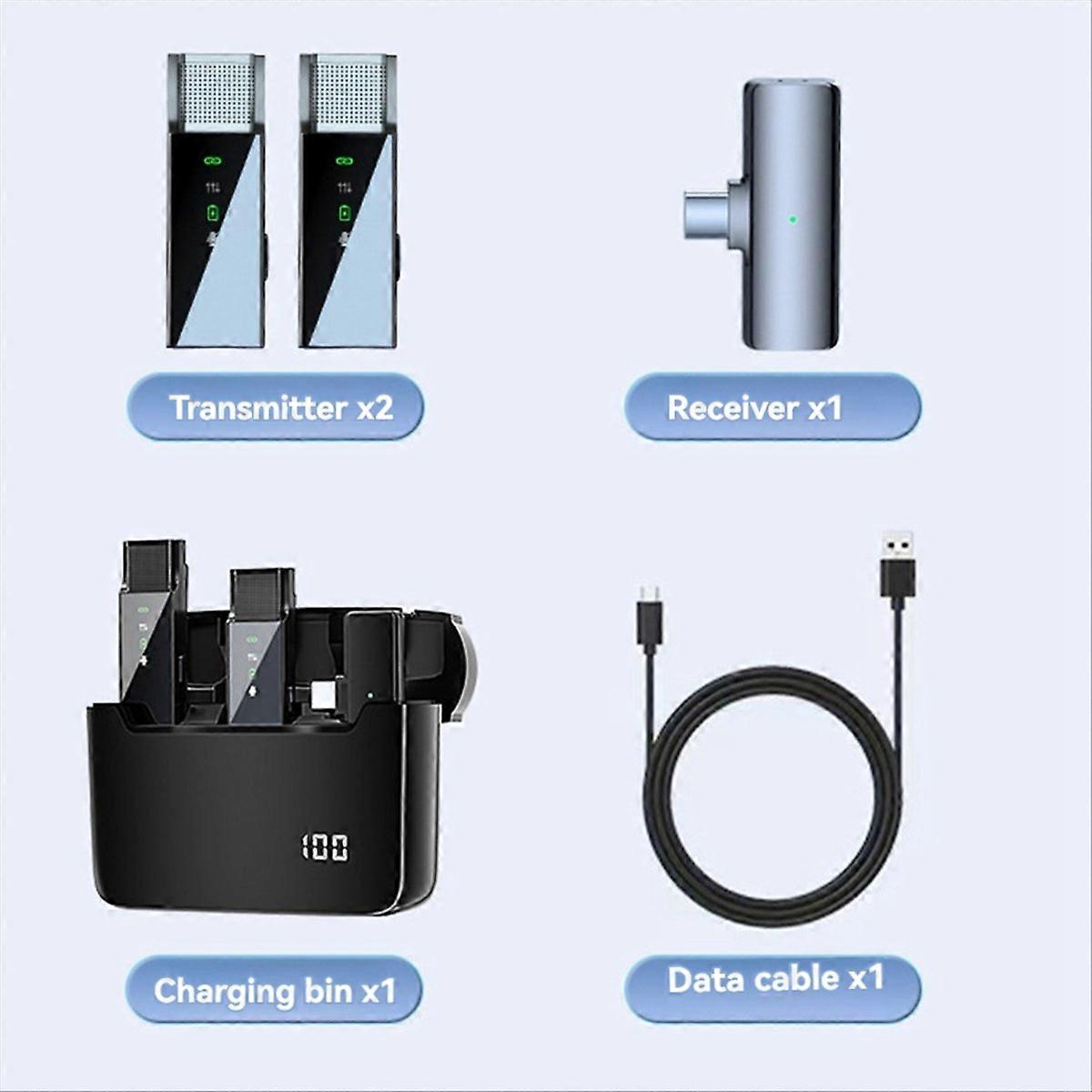 Wireless Lavalier Microphone with Charging Box for Live Streaming,B