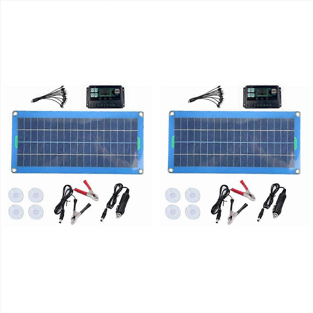 300W Solar Panel 12V 5V Dual USB Controller Battery Charger -100A