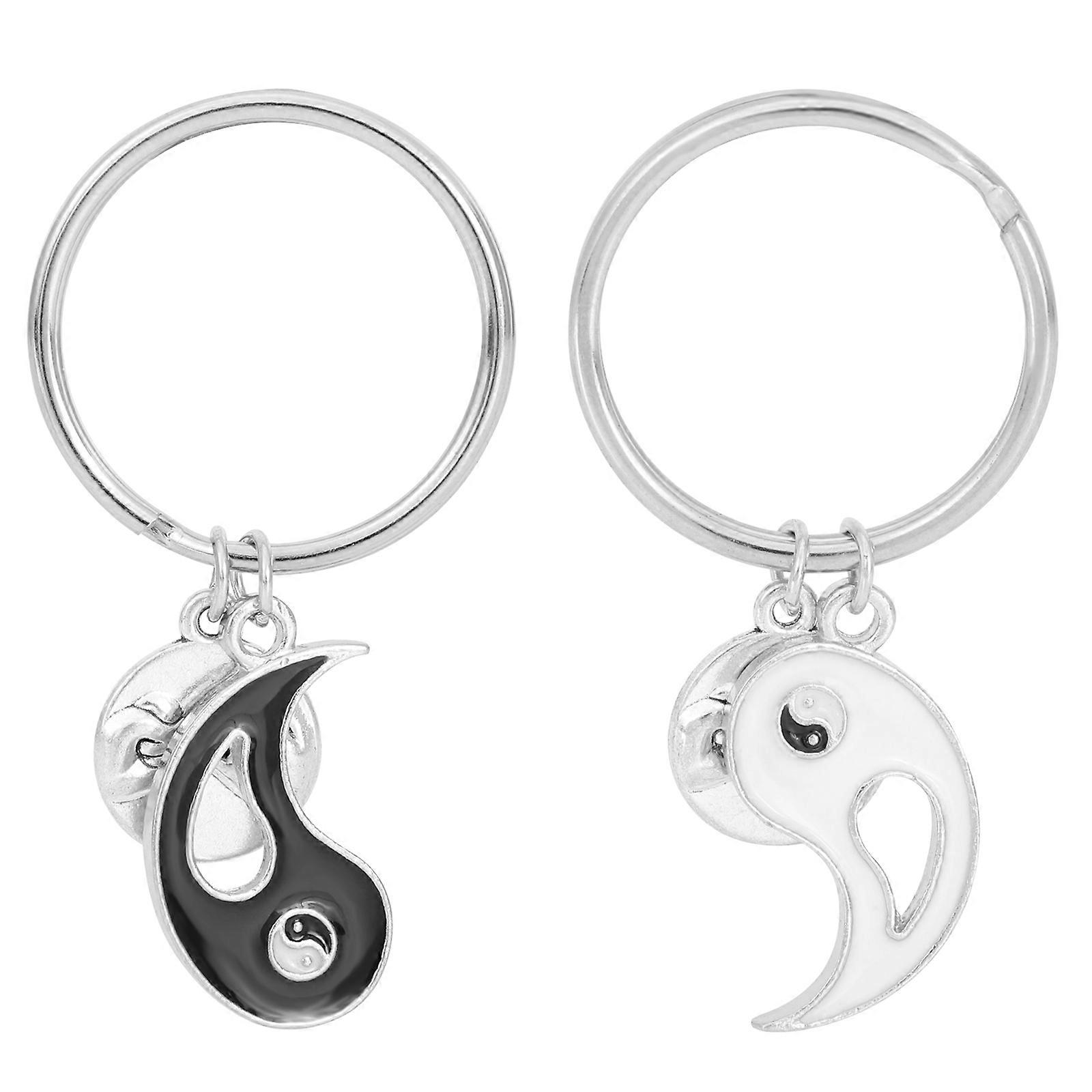 1 Pair Couple Keychain Charm Yin Yang Key Pendant Decorative Key Ornament